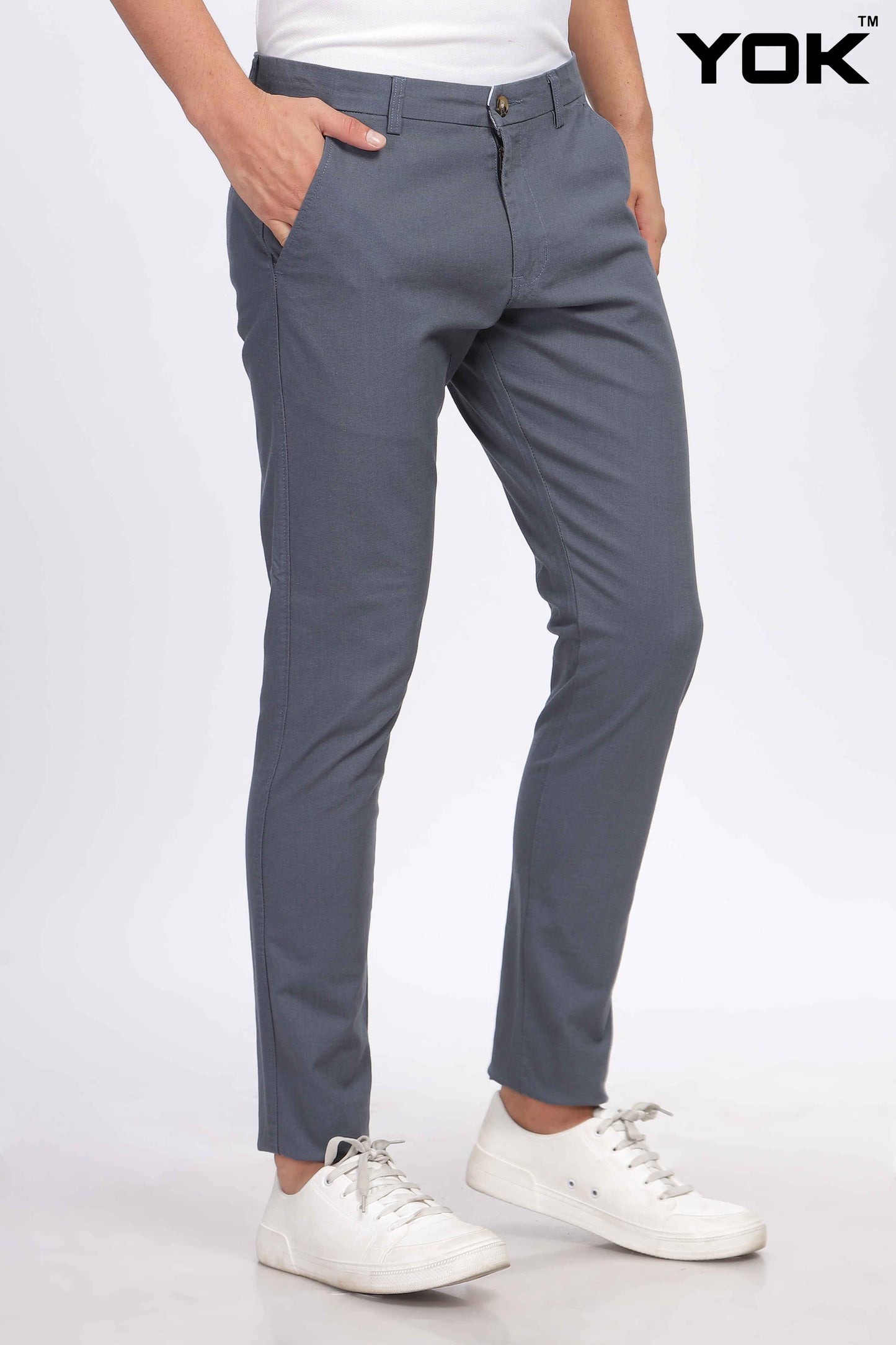 YOK Men Dark Grey Chinos Trouser