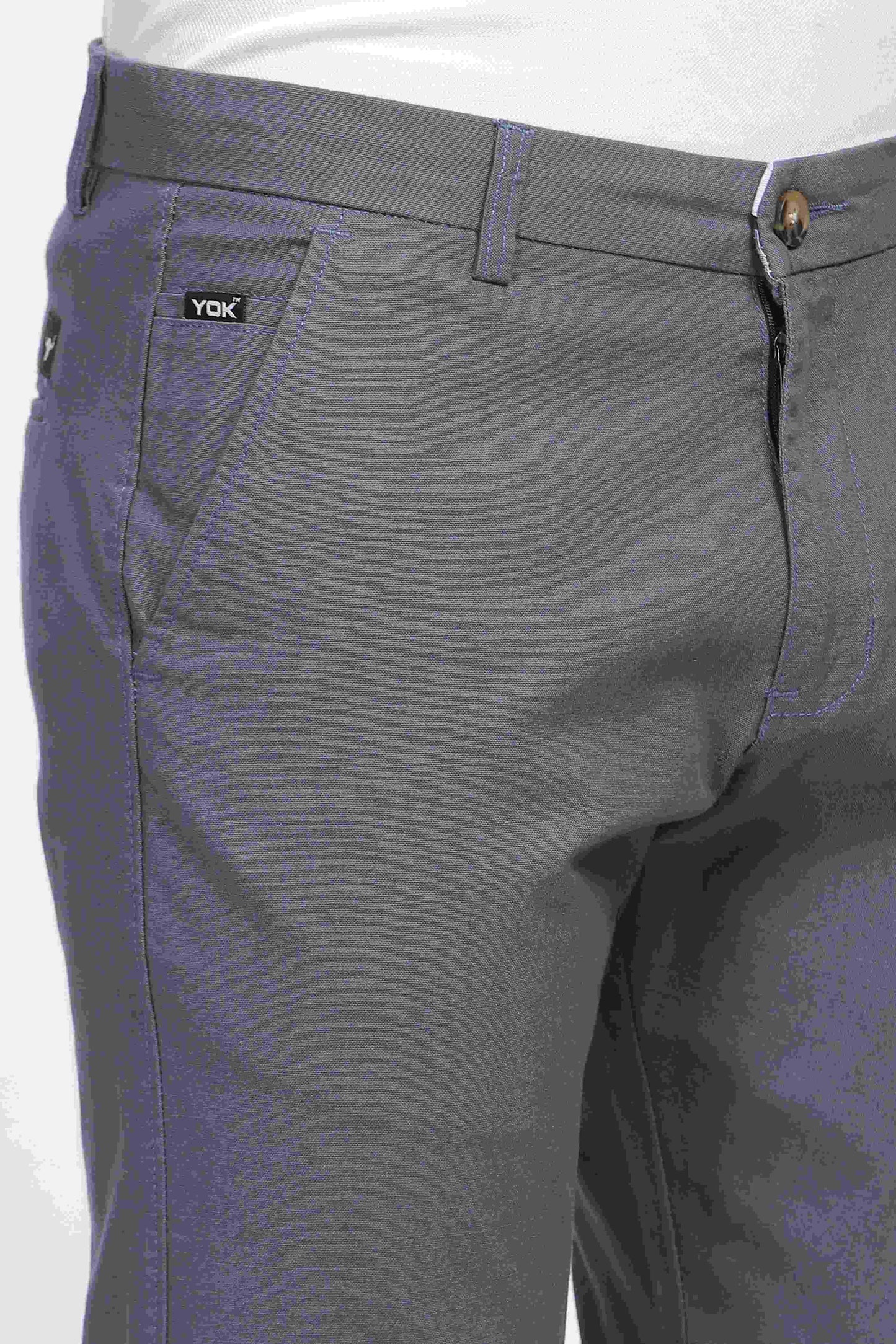 YOK Men Dark Grey Chinos Trouser