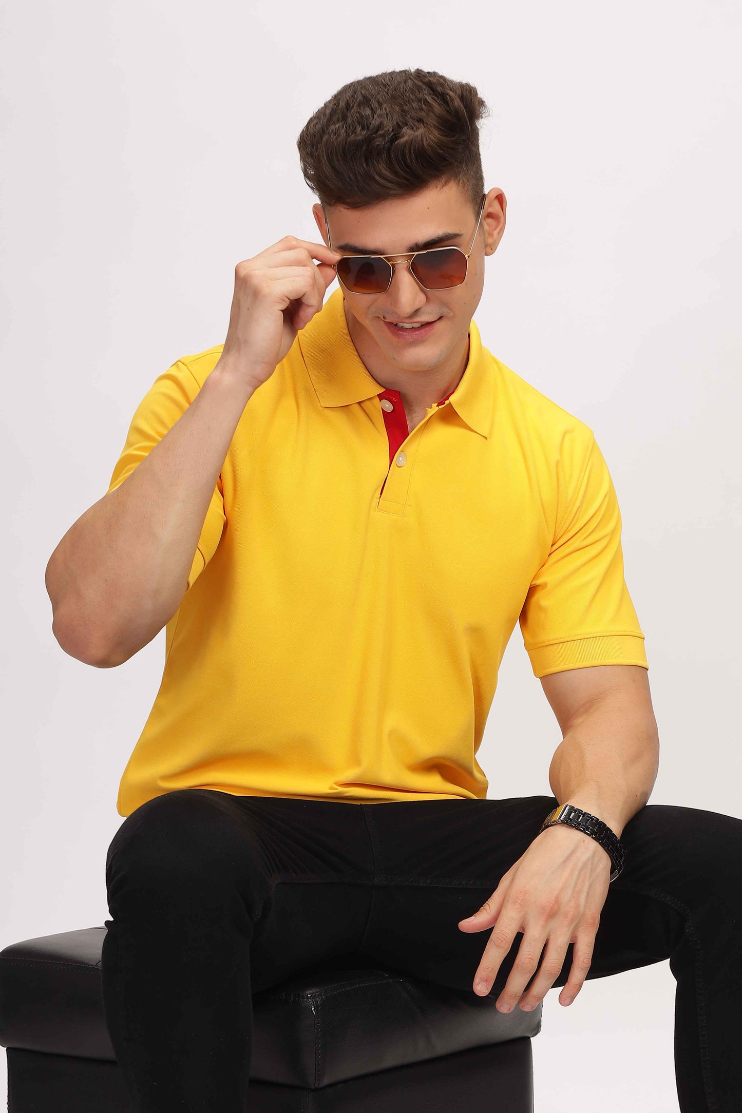 Poly Active Yellow Polo T - Shirt