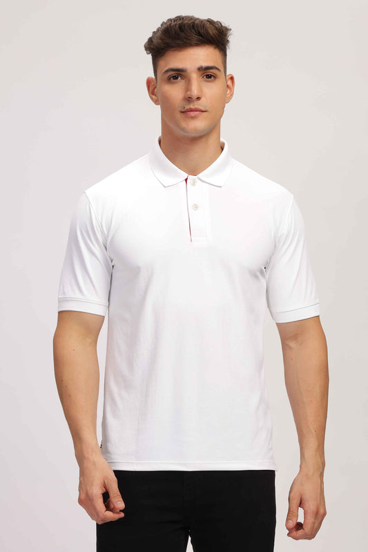  Men White Collar Tshirt 