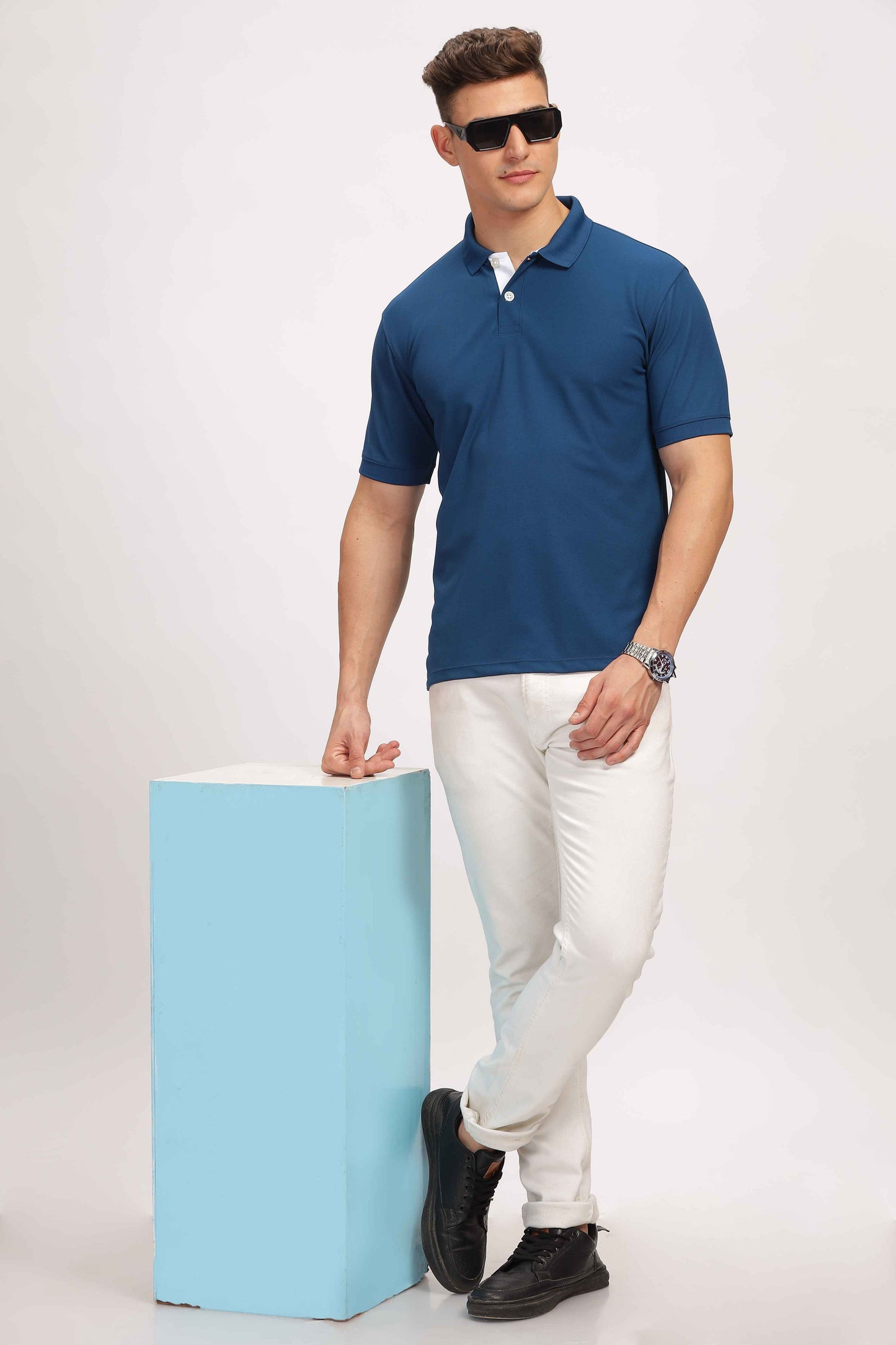 Poly Active Petrol Blue Polo T - Shirt