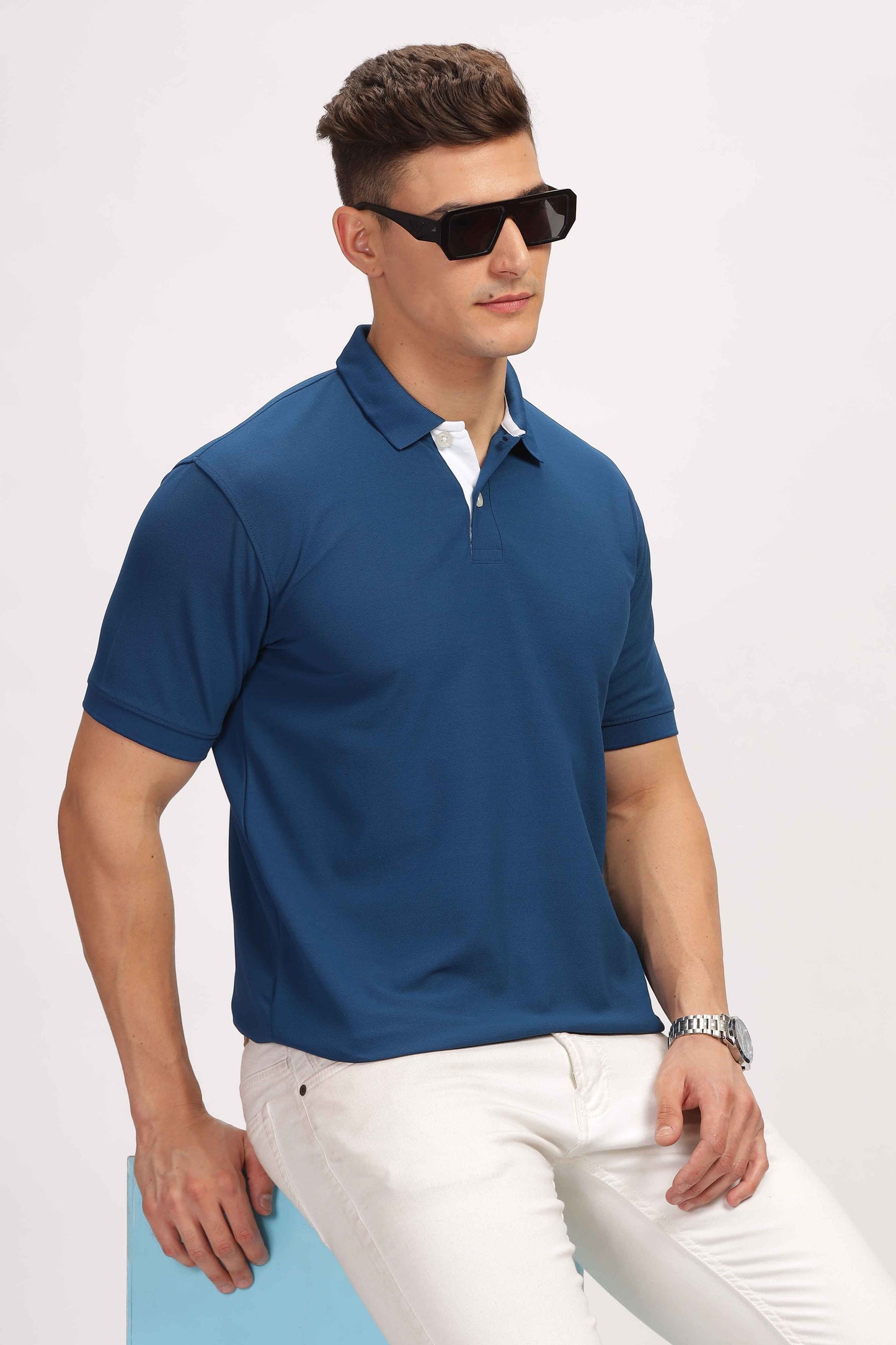 Poly Active Petrol Blue Polo T - Shirt