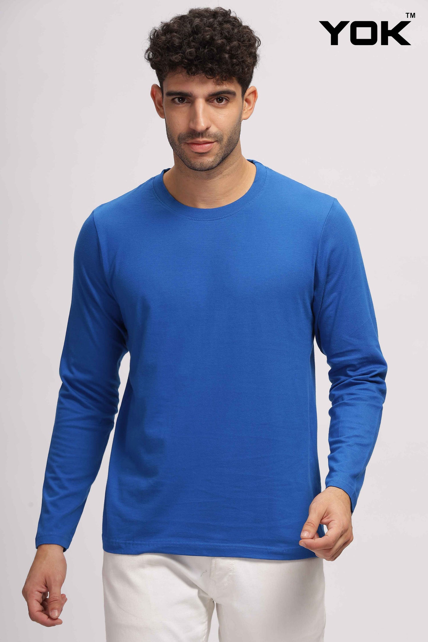 Plain sky blue Full Sleeves T-shirt