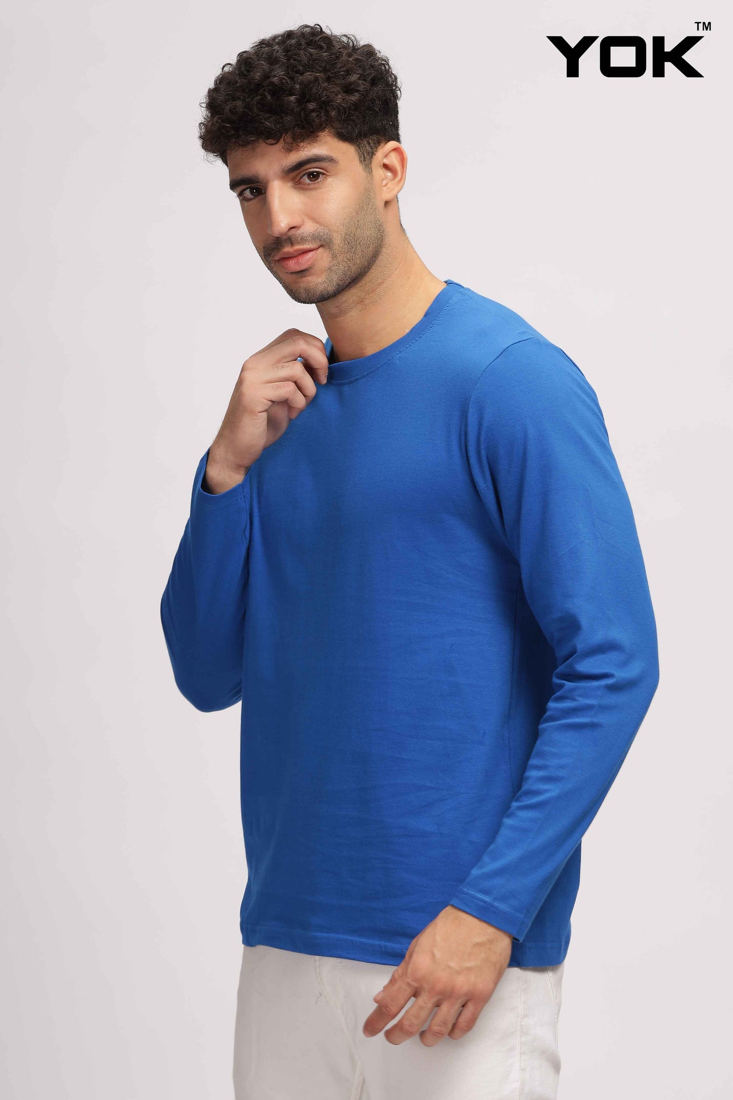 Plain sky blue Full Sleeves T-shirt