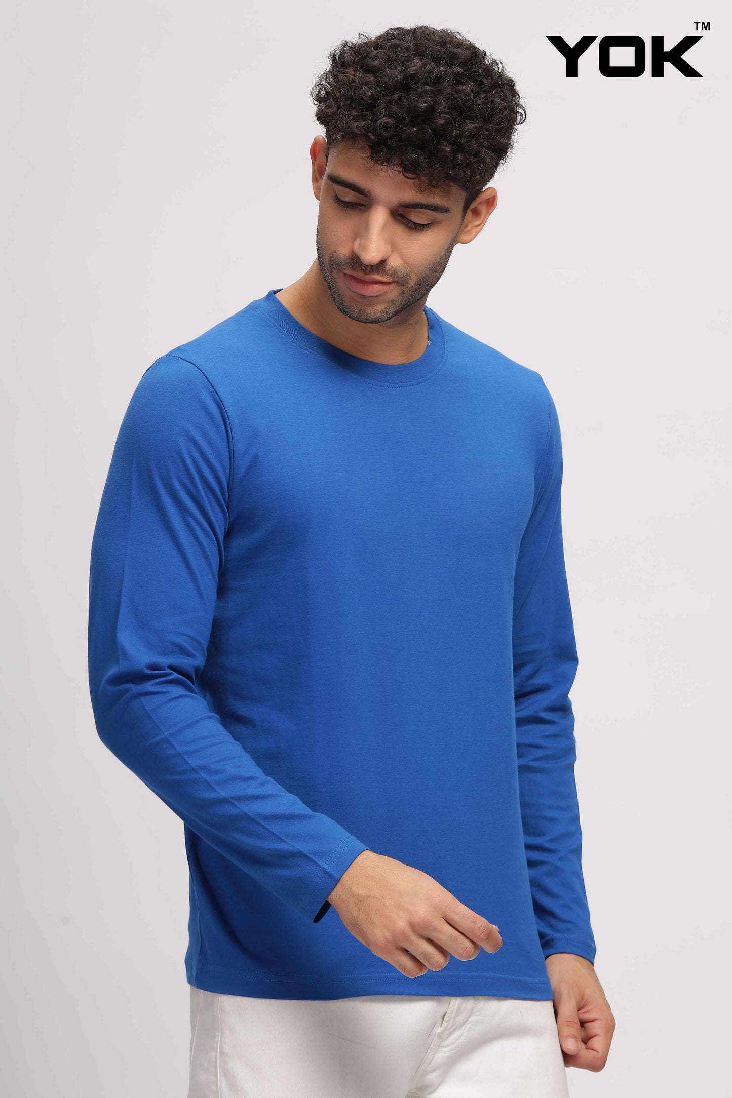 Plain sky blue Full Sleeves T-shirt