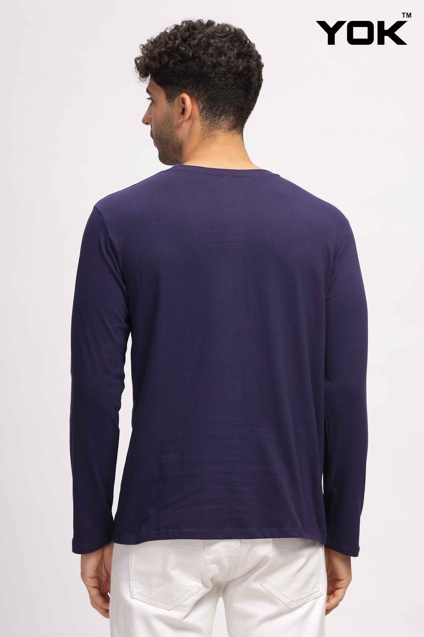 Plain navy blue Full Sleeves T-shirt