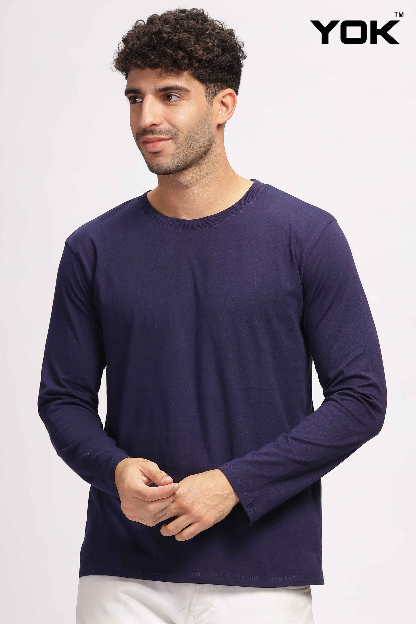 Plain navy blue Full Sleeves T-shirt