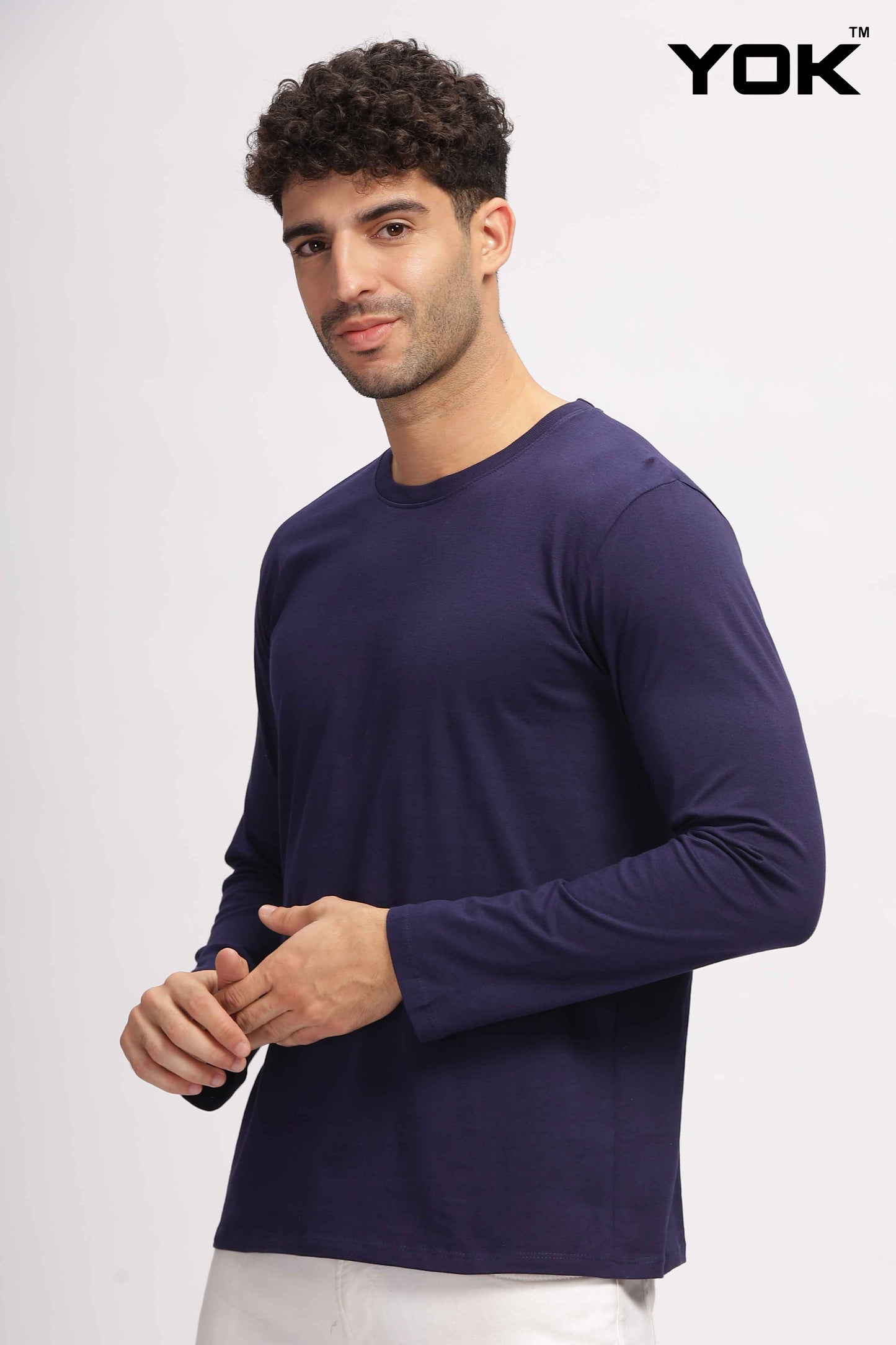 Plain navy blue Full Sleeves T-shirt