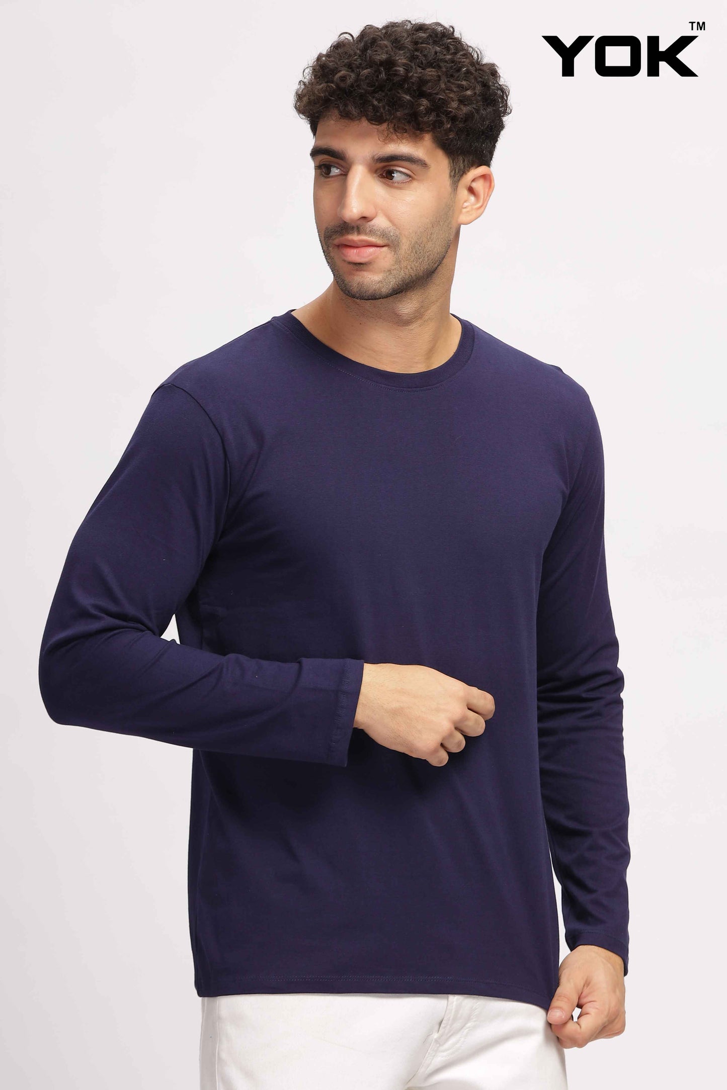 Plain navy blue Full Sleeves T-shirt