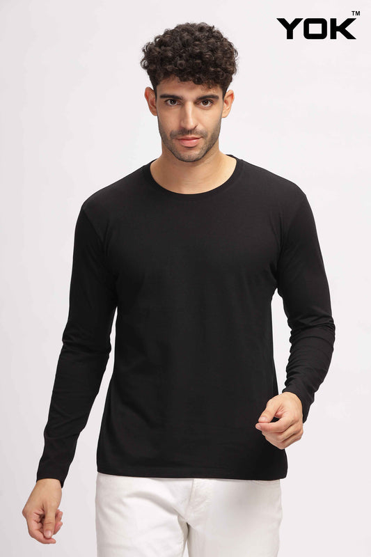 Plain black Full Sleeves T-shirt