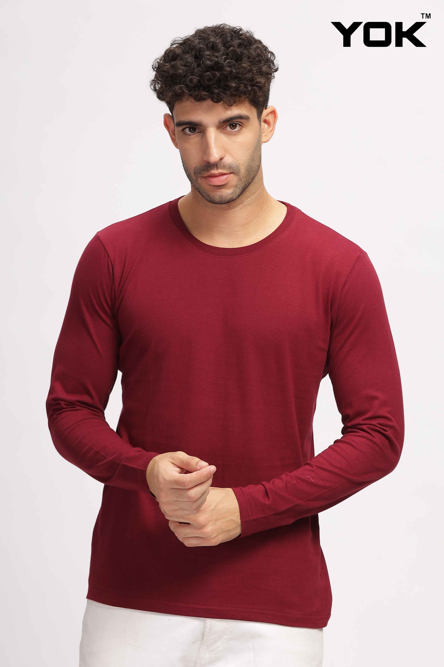 Plain burgundy Full Sleeves T-shirt