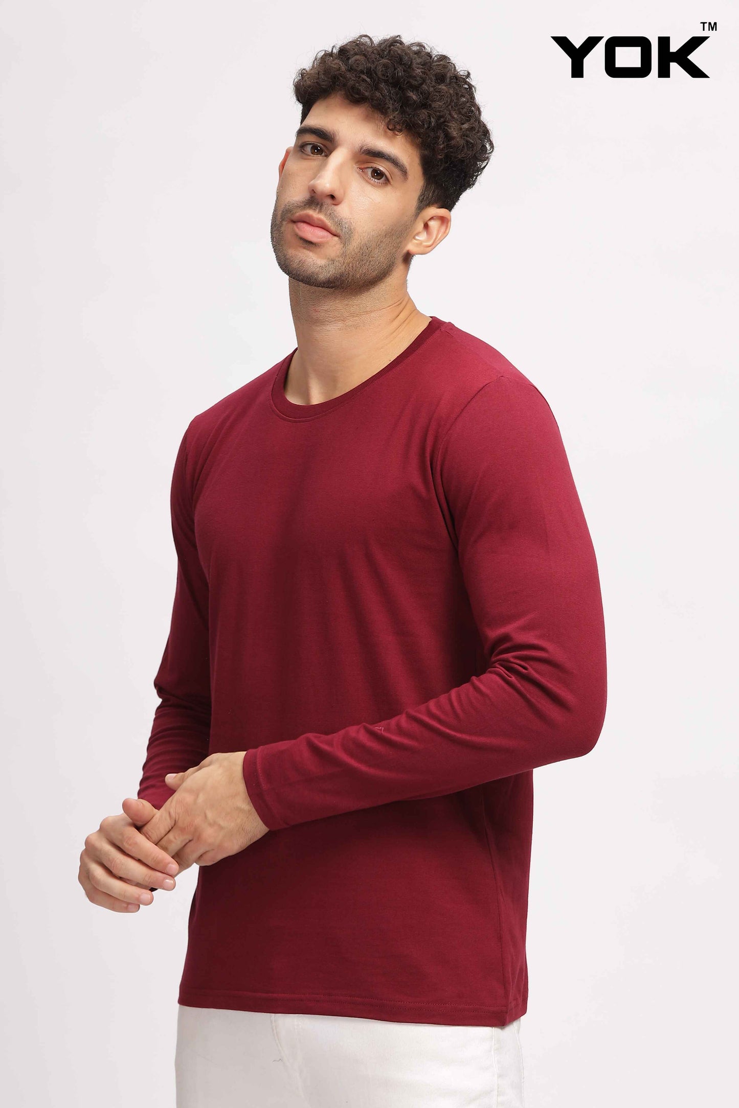 Plain burgundy Full Sleeves T-shirt