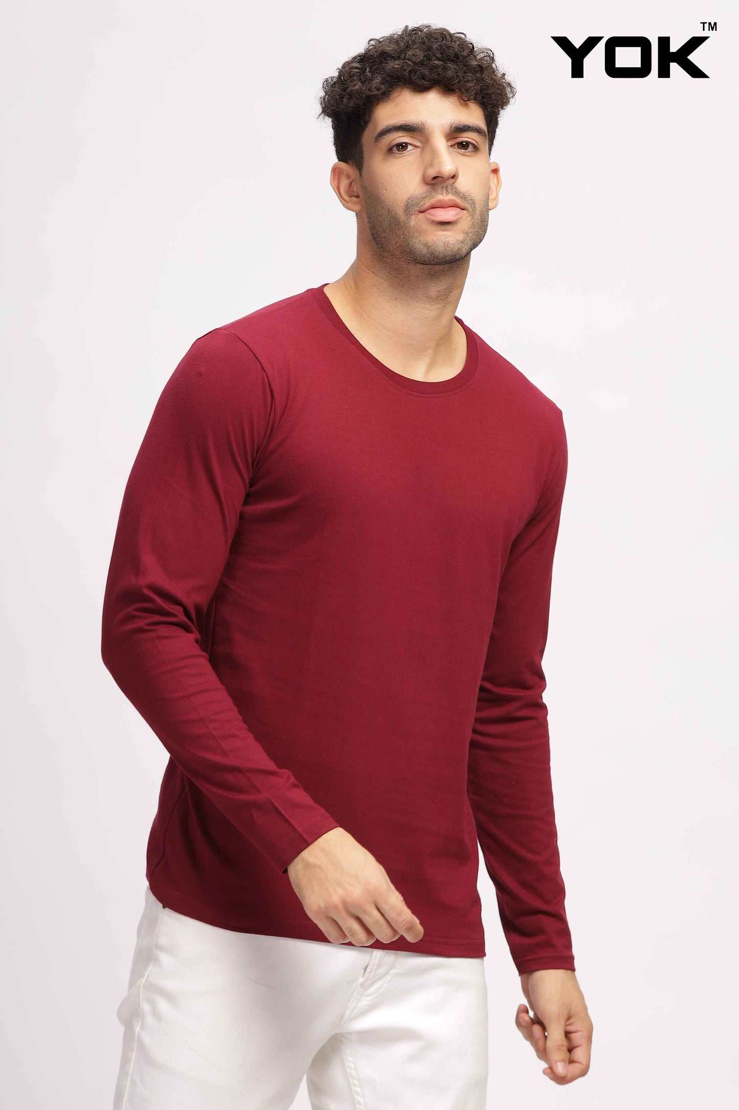 Plain burgundy Full Sleeves T-shirt