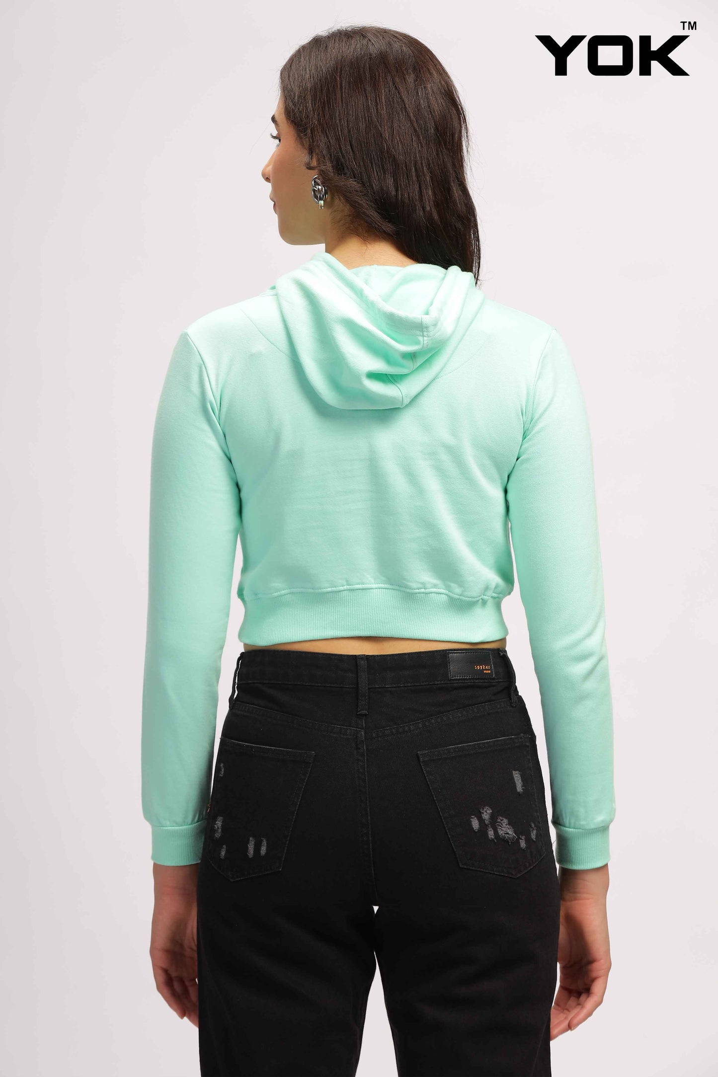 Green Womens Cropped Hoodie