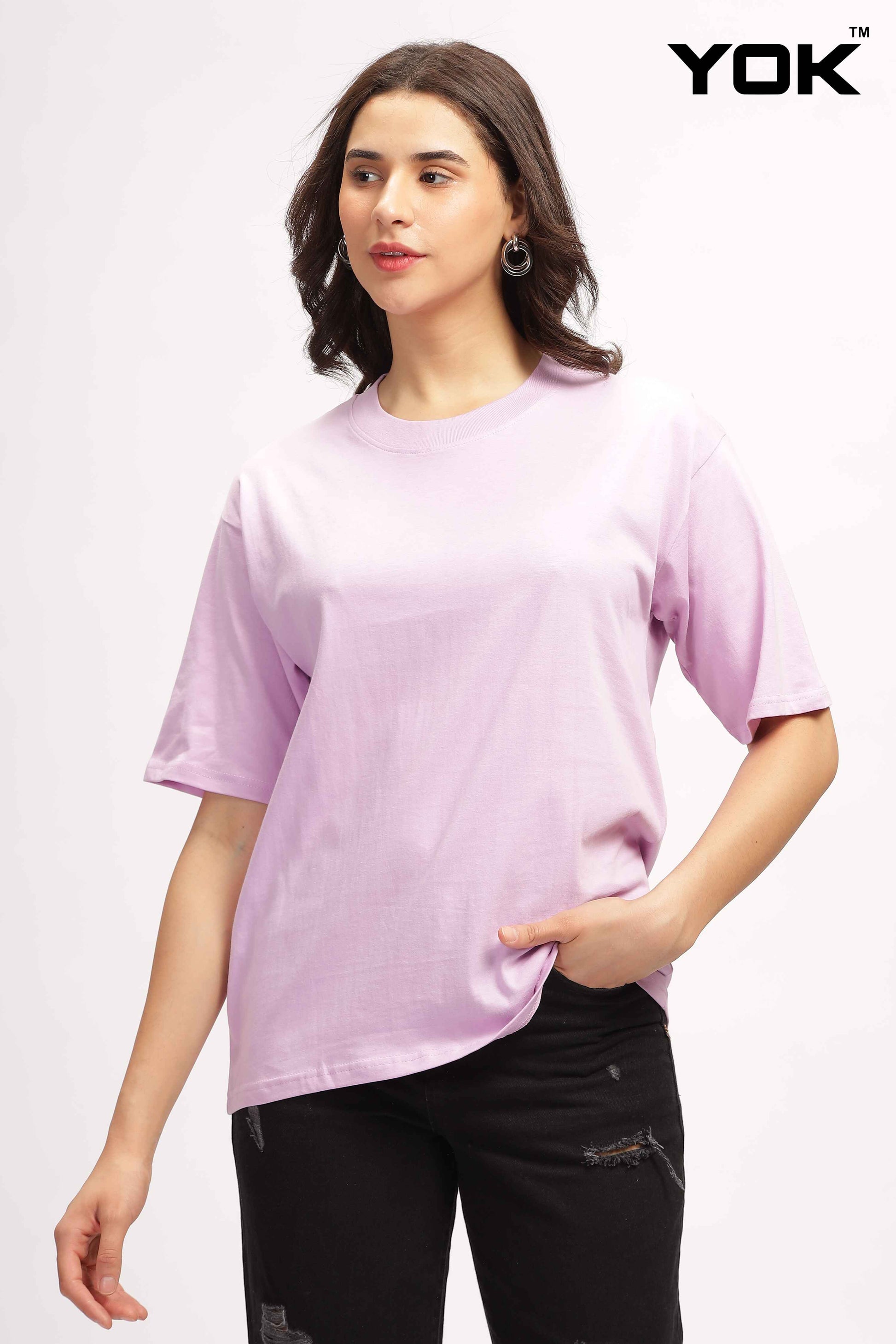 Womens Plain Pink Oversized T Shirt