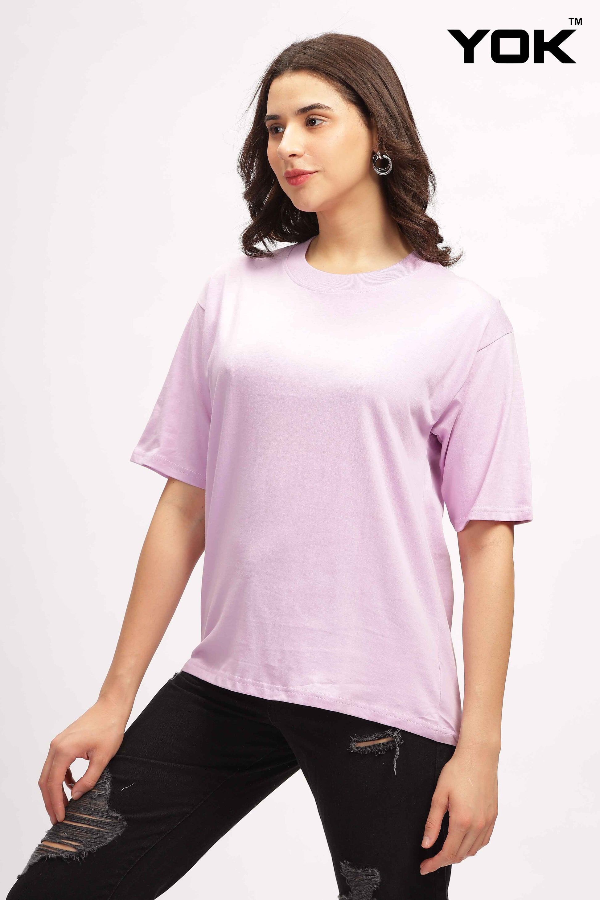 Womens Plain Pink Oversized T Shirt