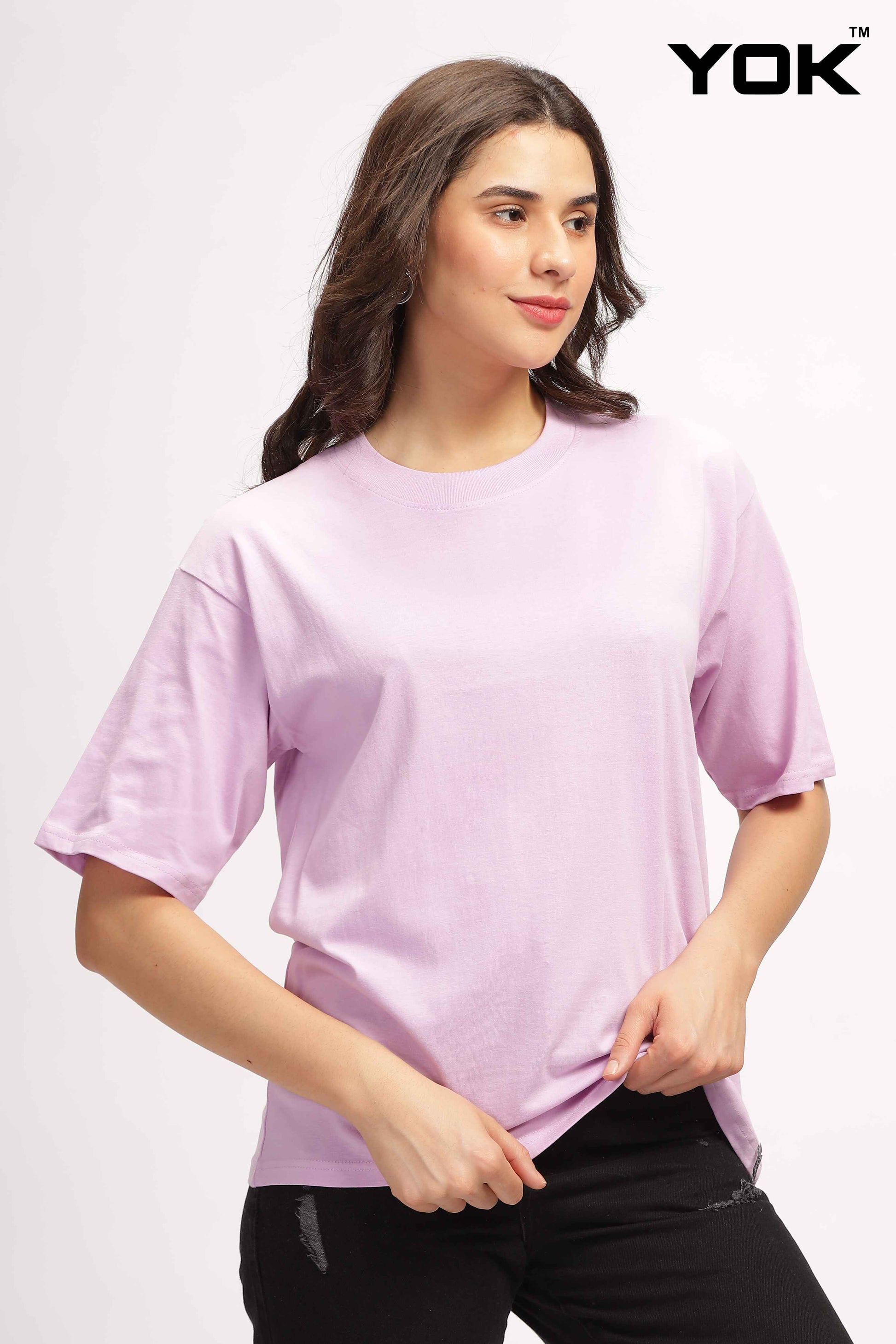 Womens Plain Pink Oversized T Shirt