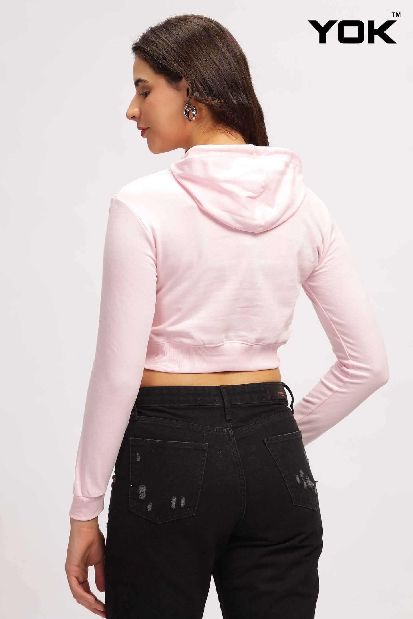 Womens Pink Crop Hoodie 