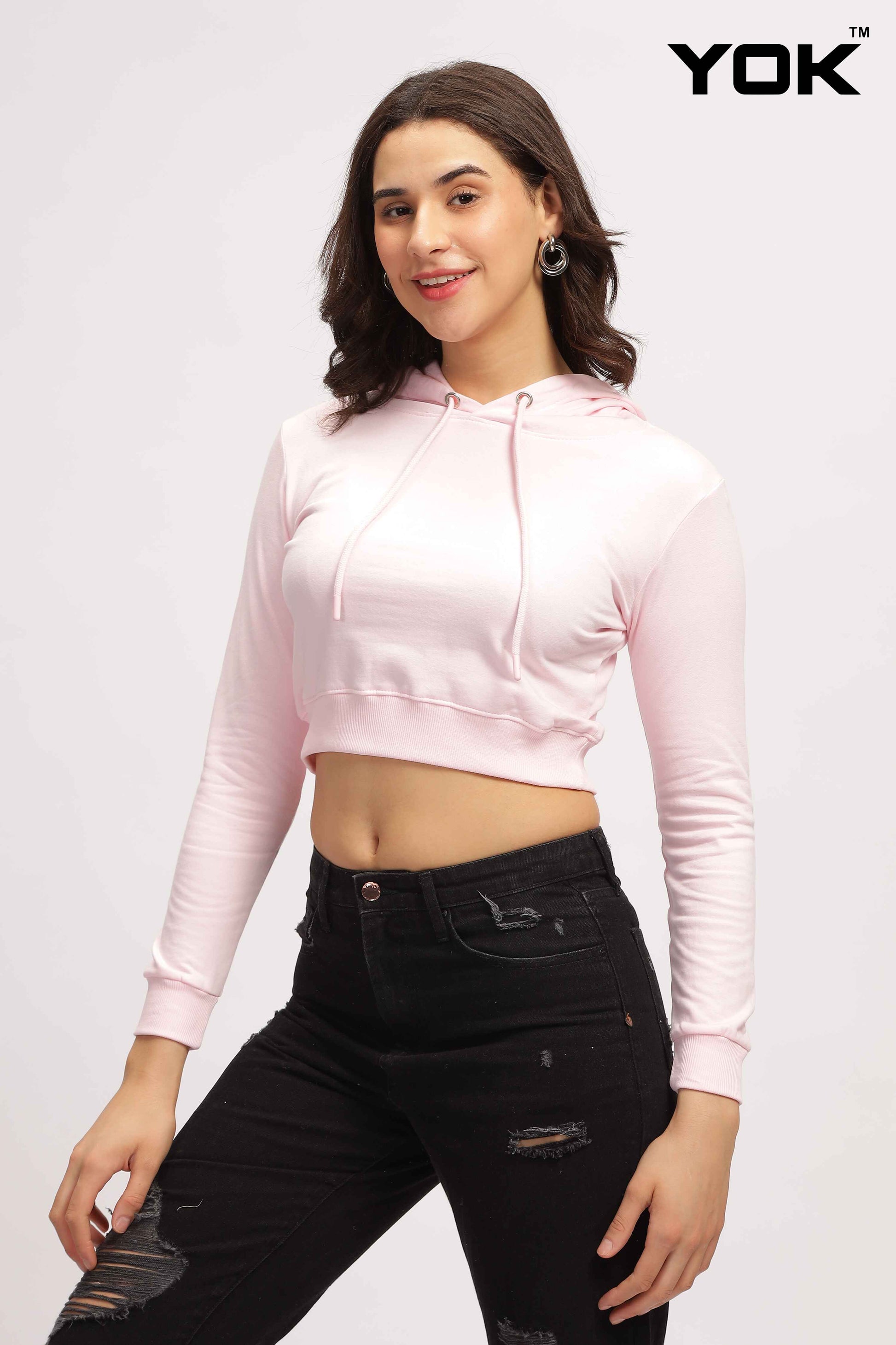 Womens Pink Crop Hoodie 