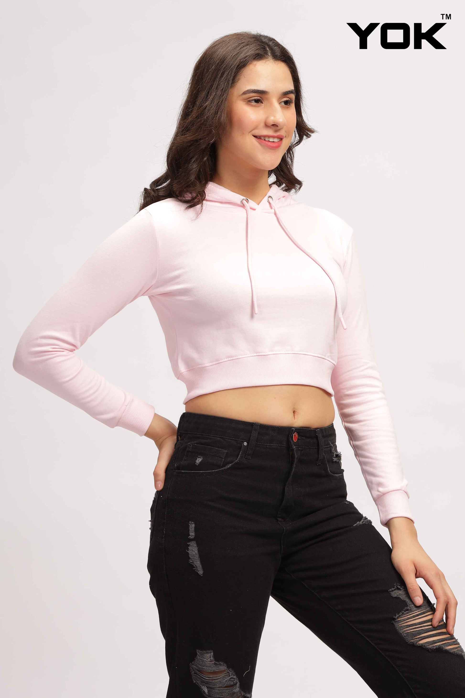 Womens Pink Crop Hoodie 