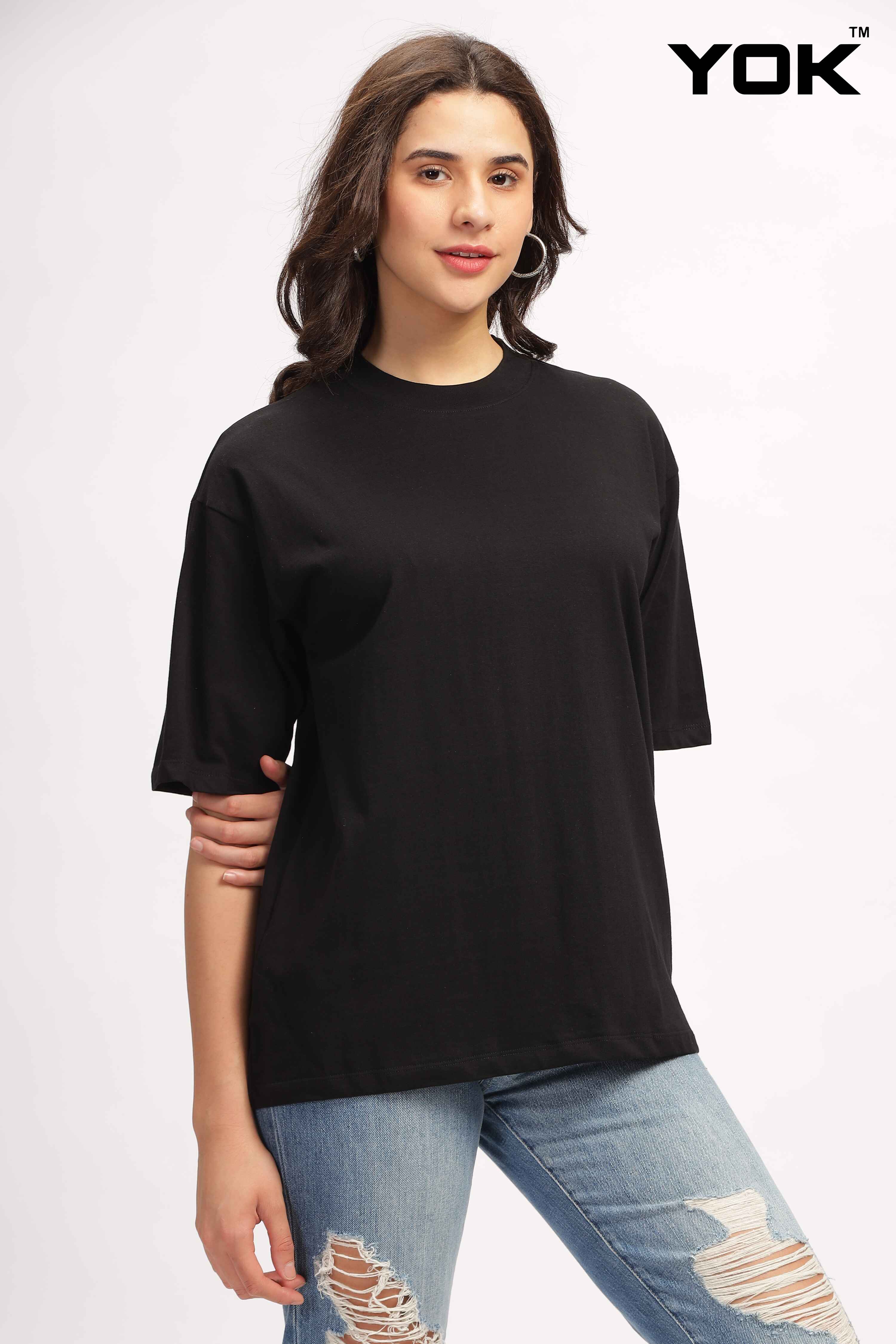 Buy Plain Black Oversized T Shirt for Women Online India