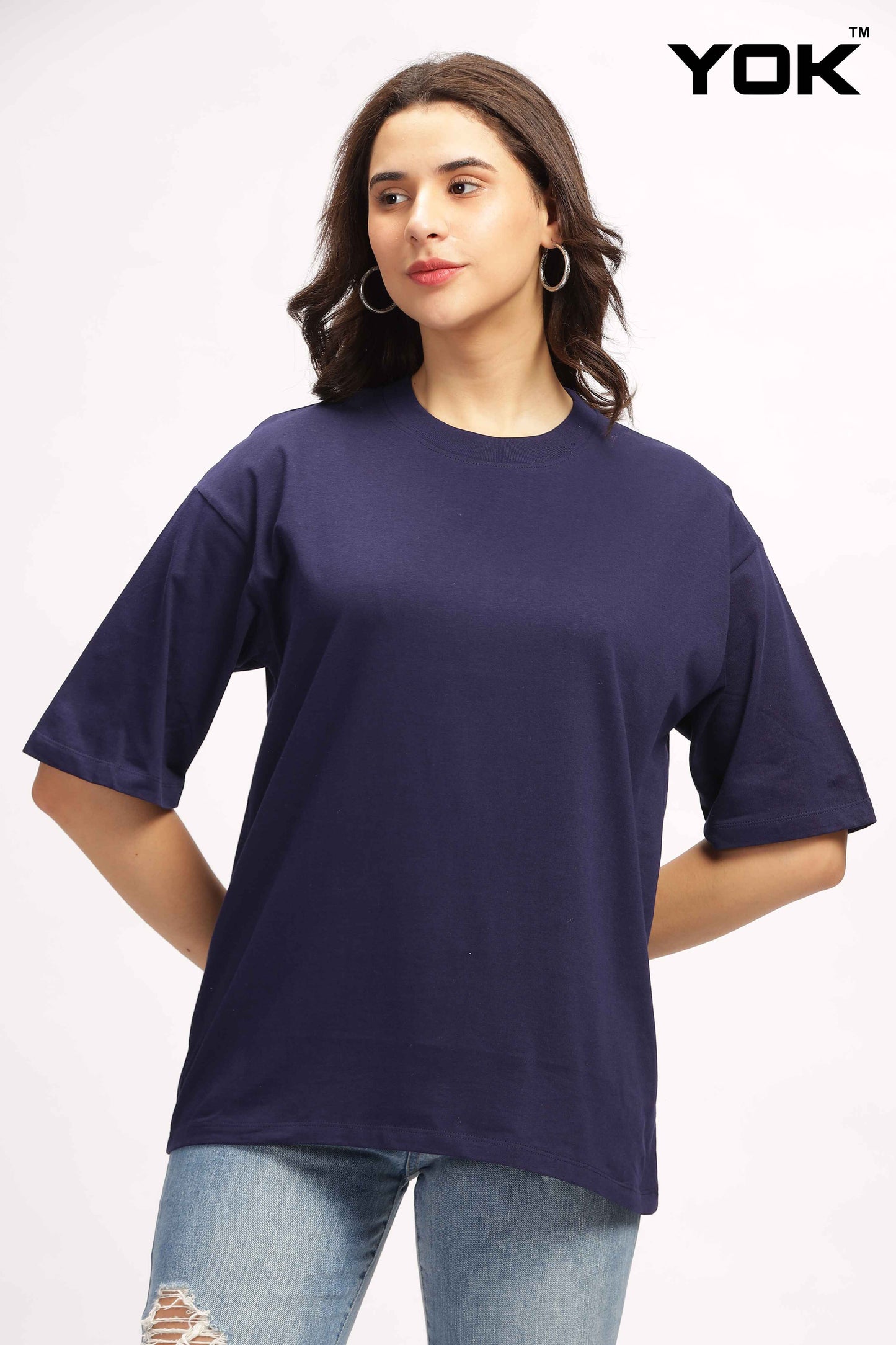 Navy Blue Oversized T Shirt for Women