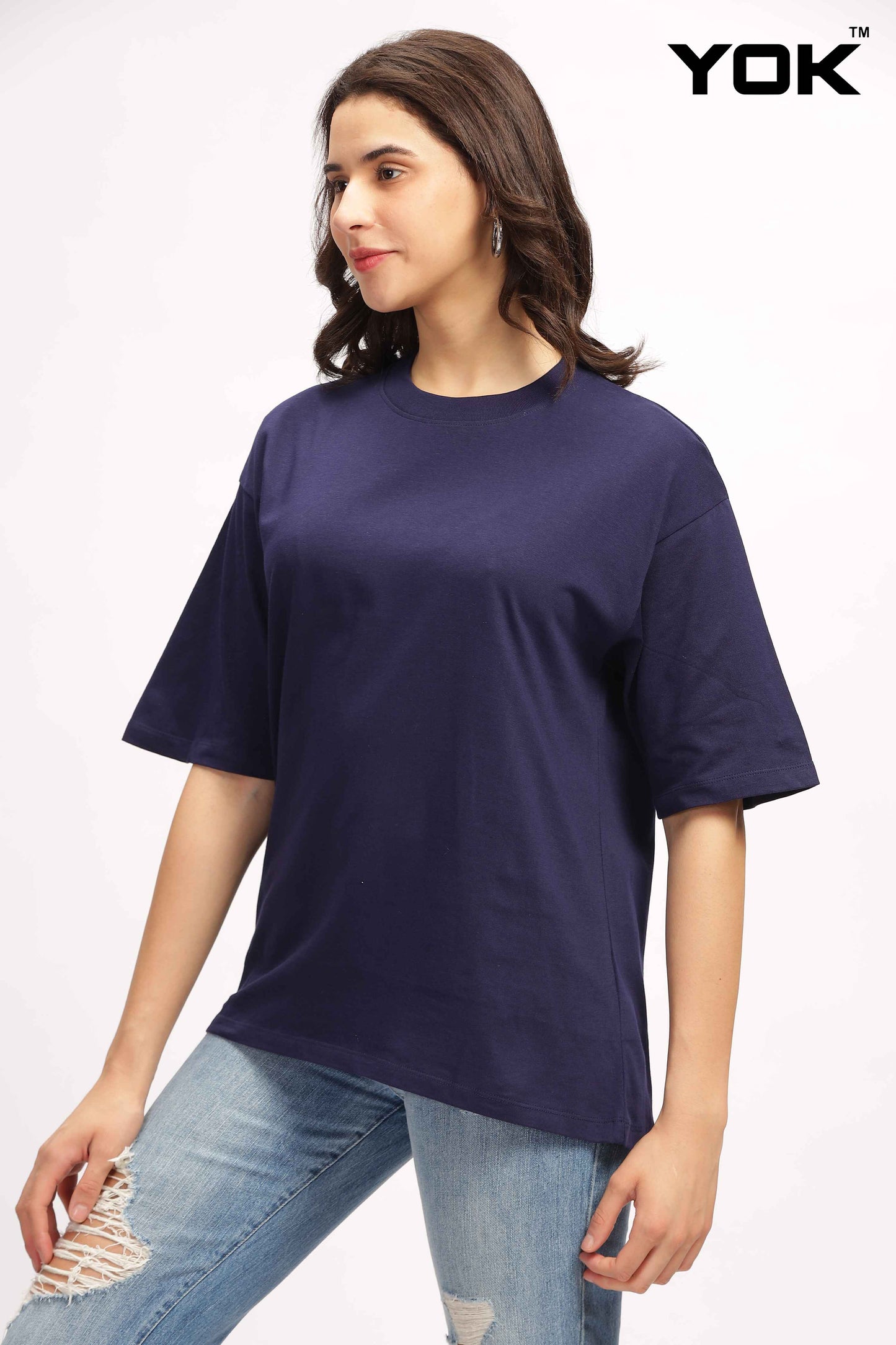 Navy Blue Oversized T Shirt for Women