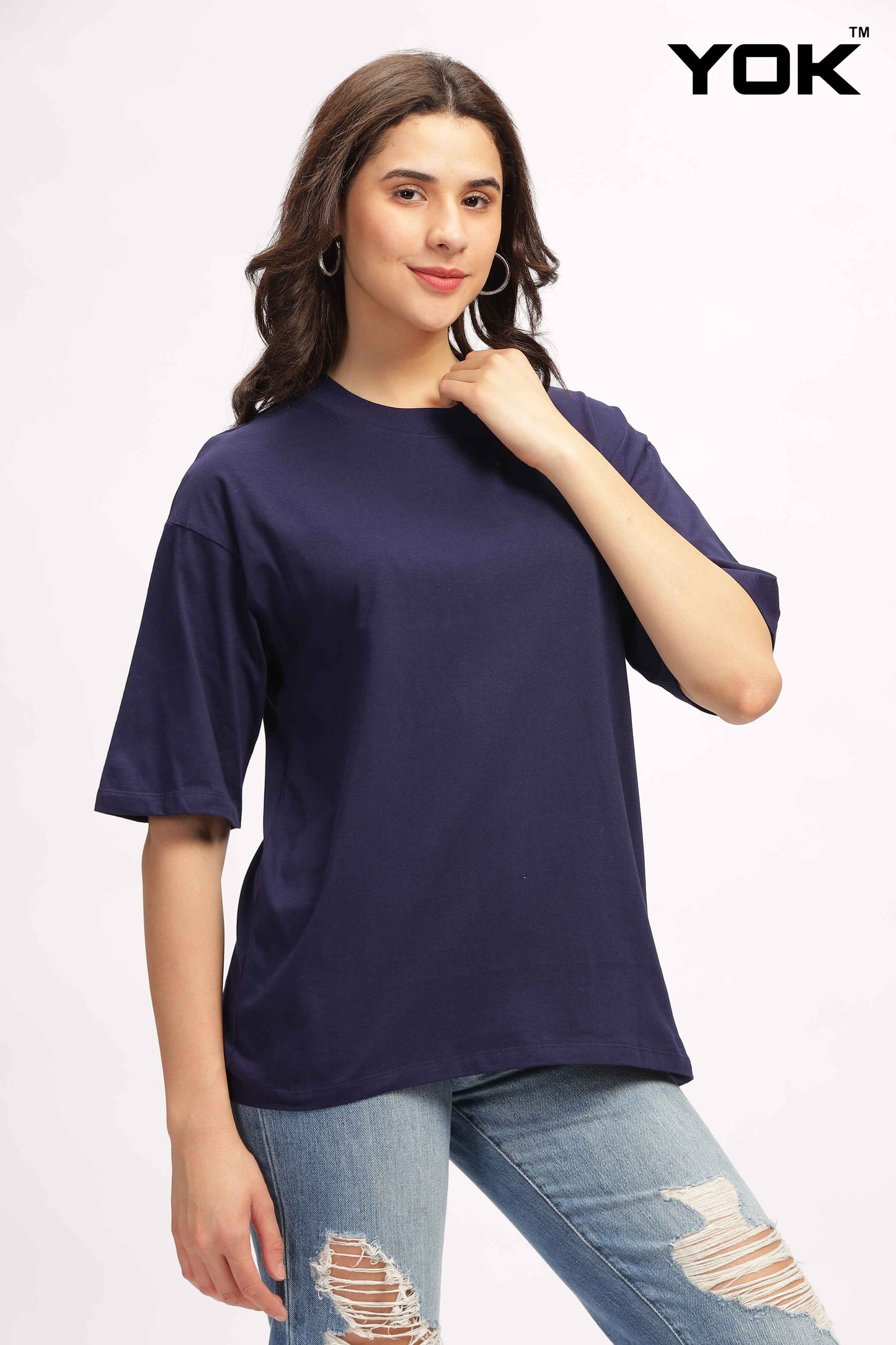 Navy Blue Oversized T Shirt for Women