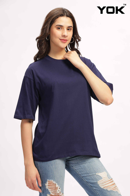 Navy Blue Oversized T Shirt for Women