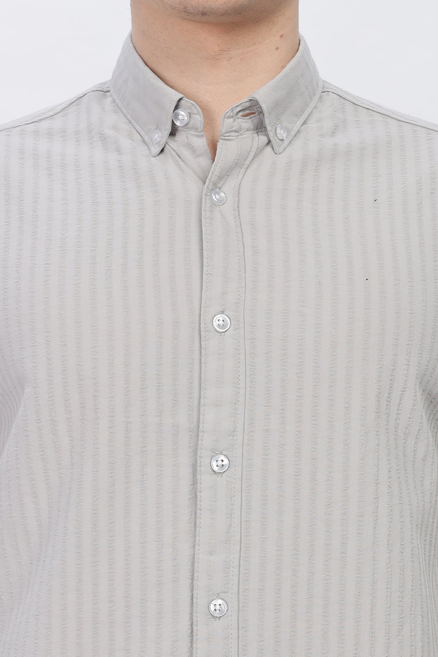 Grey Striped Shirt Men