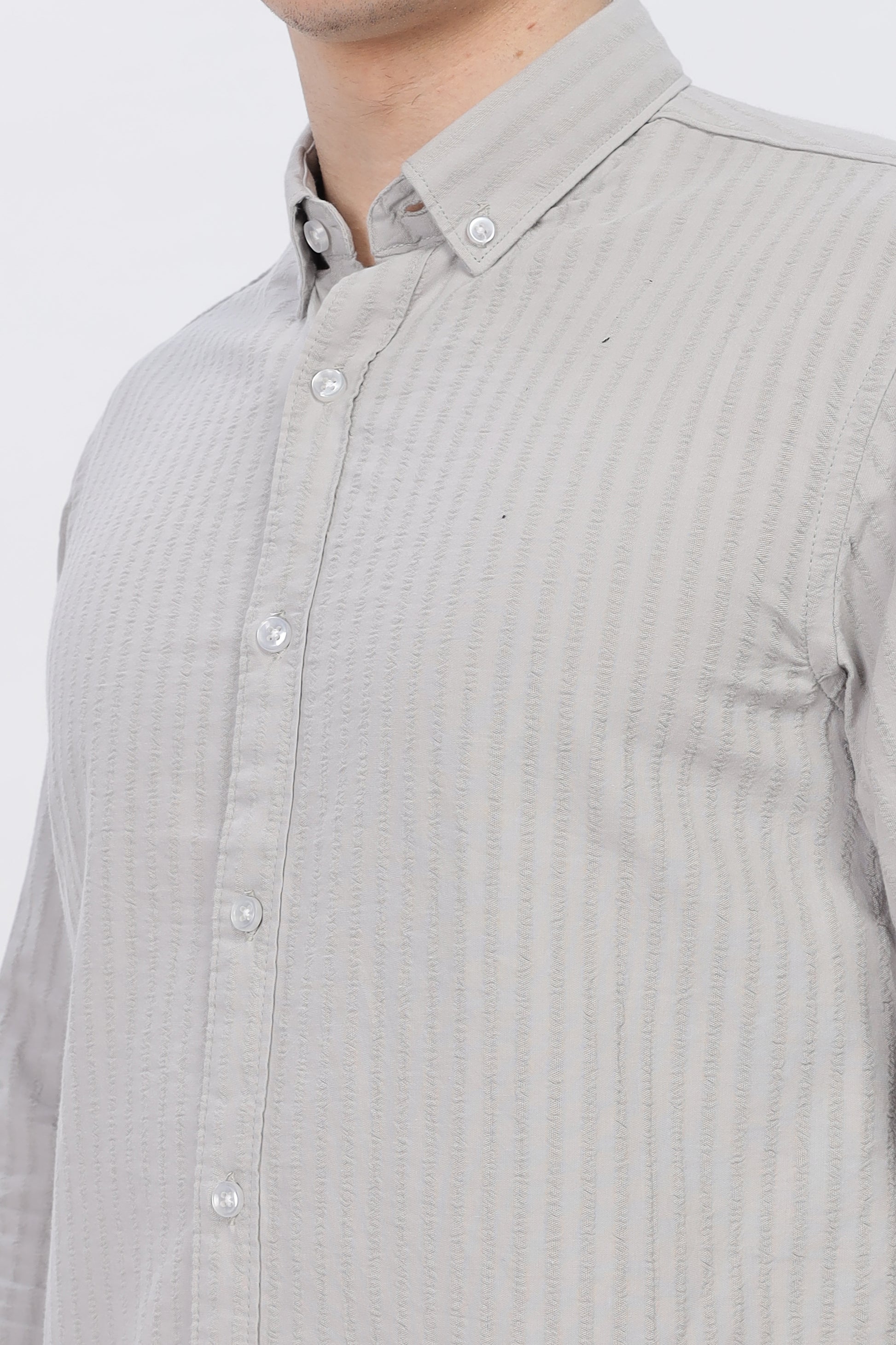 Grey Striped Shirt Men