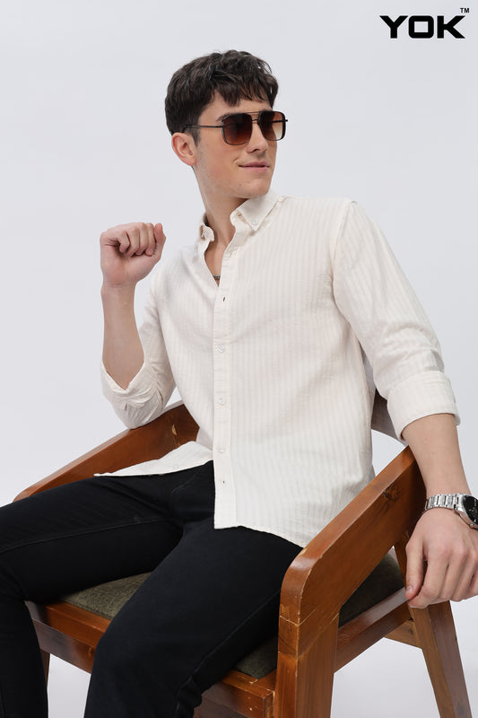 White Striped Shirt Men