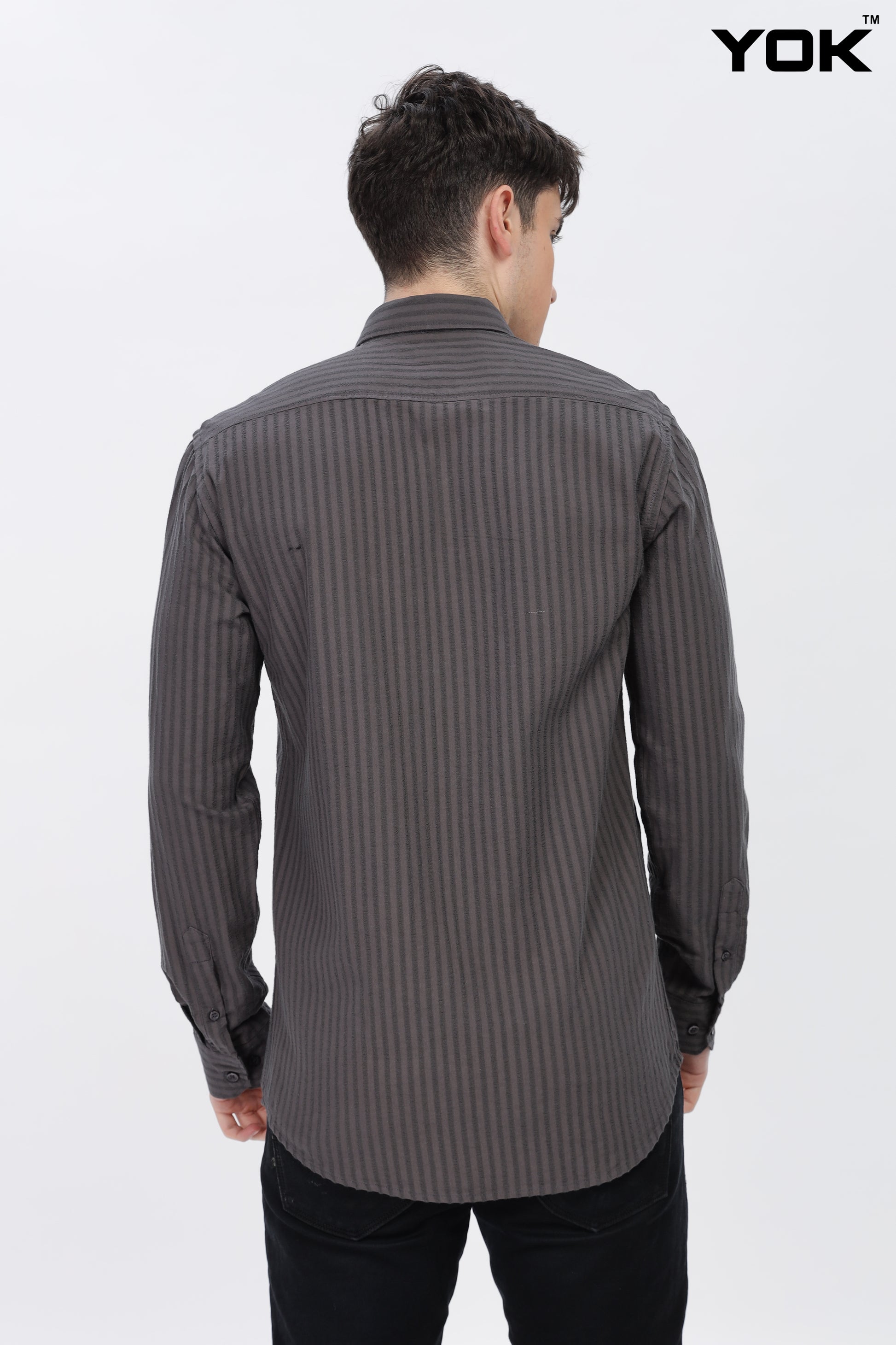 Grey Striped Shirt Men