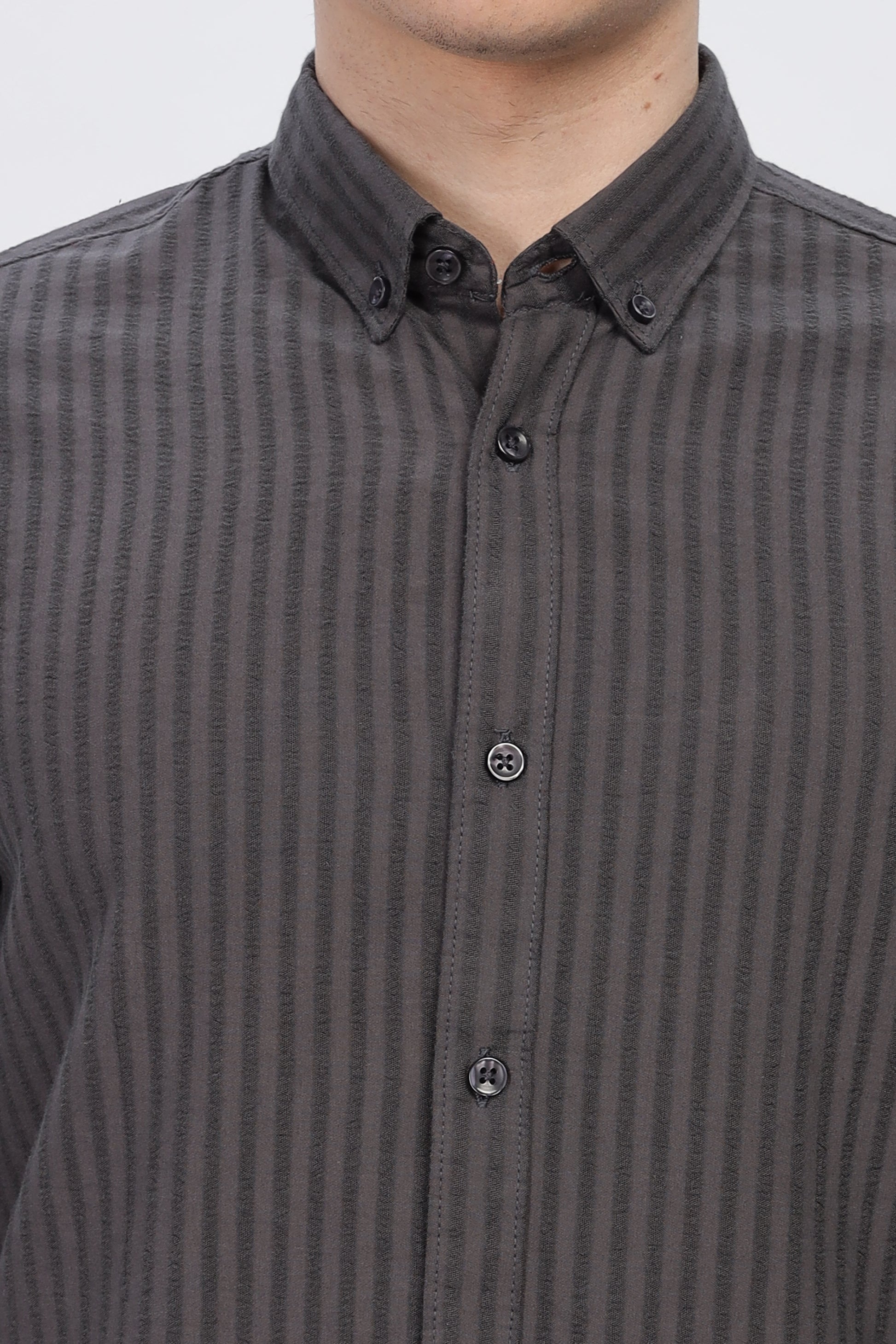 Grey Striped Shirt Men