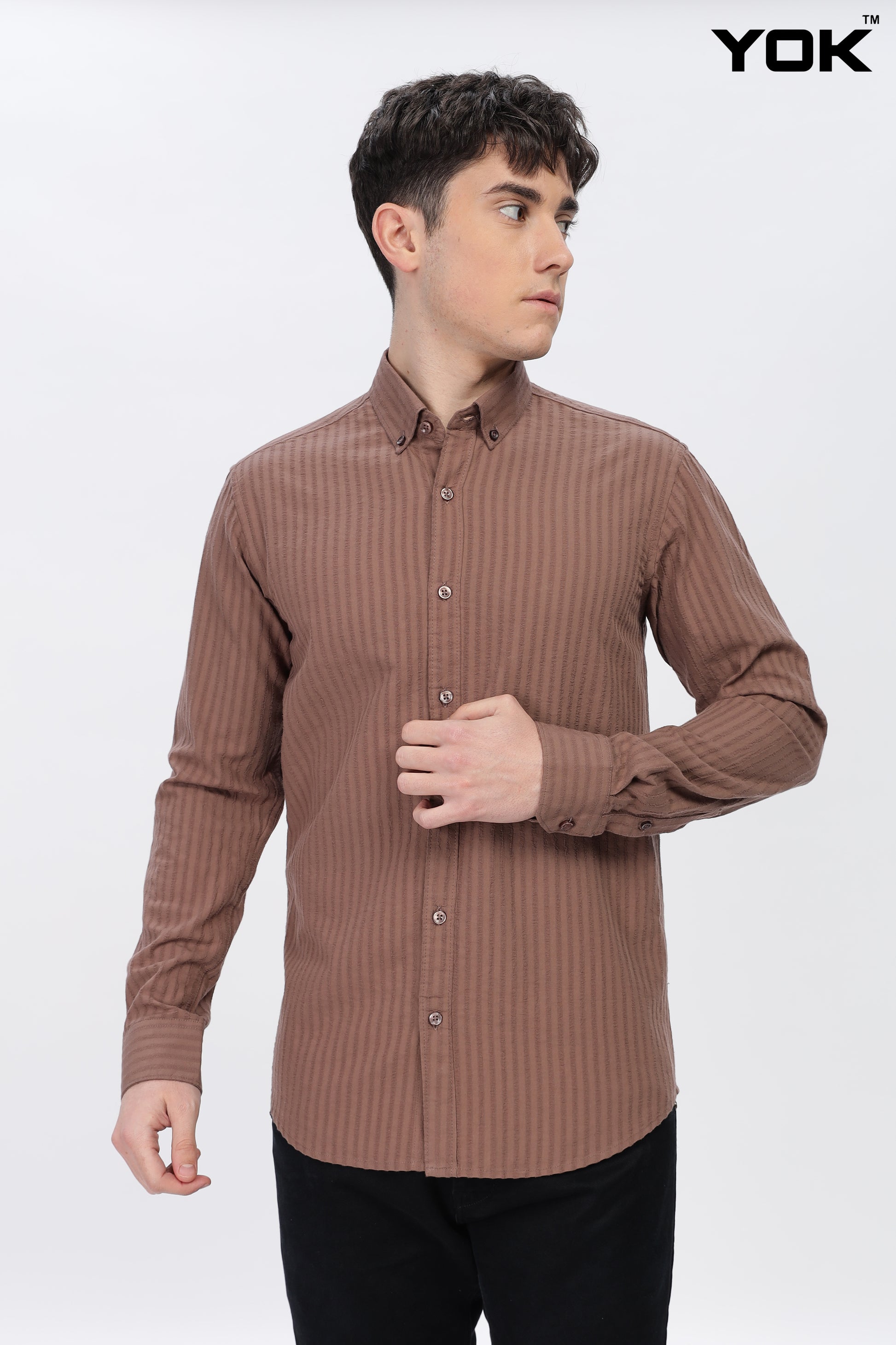 Brown Stripe Shirt for Men