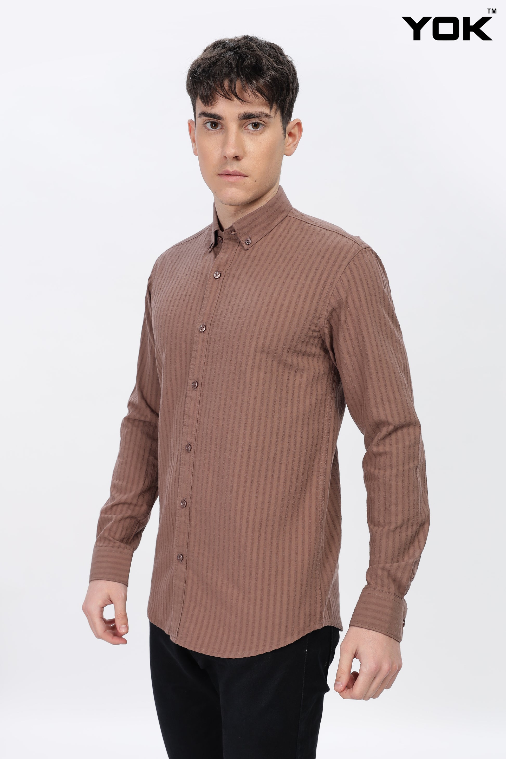 Brown Stripe Shirt for Men