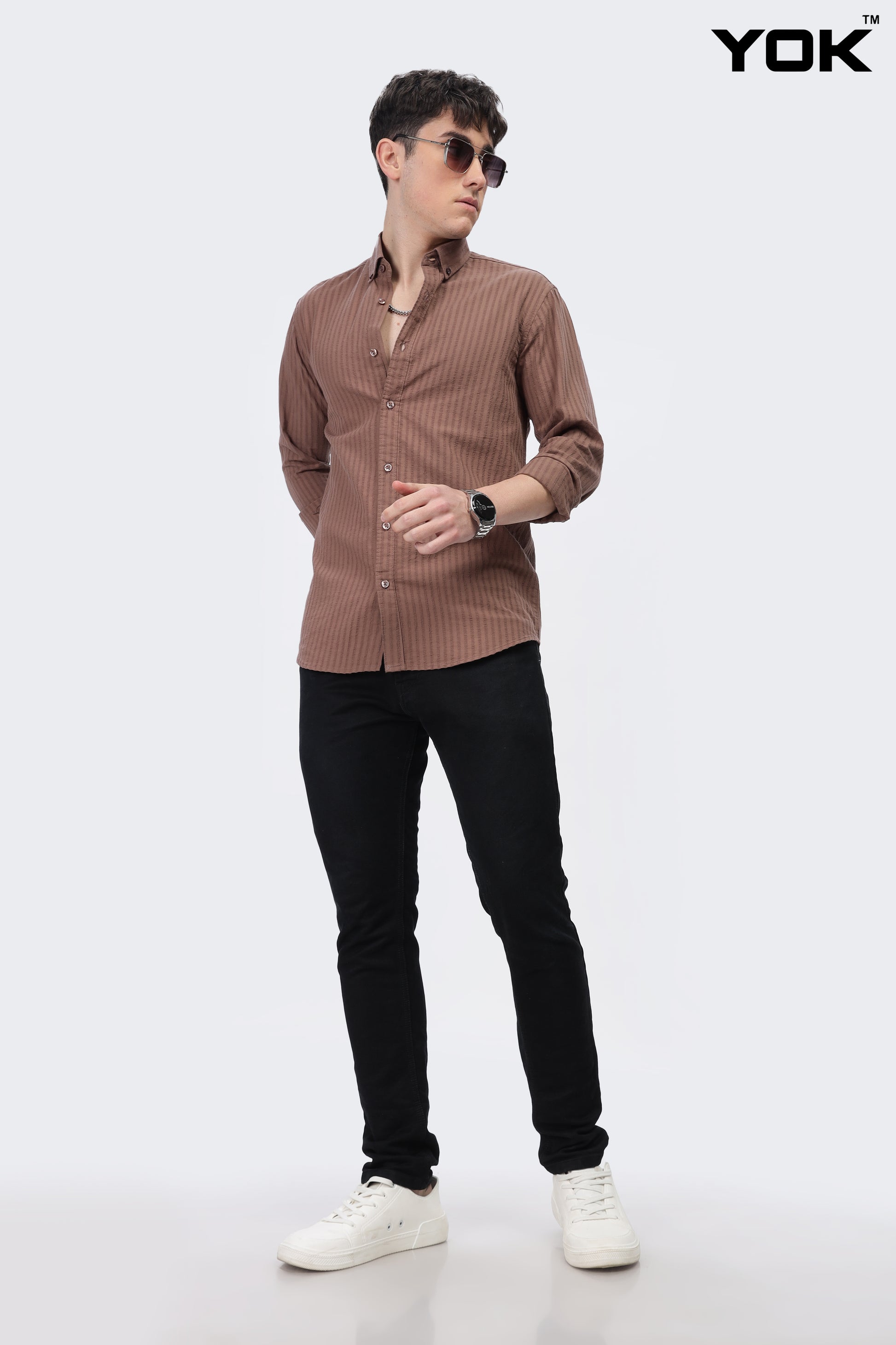 Brown Stripe Shirt for Men