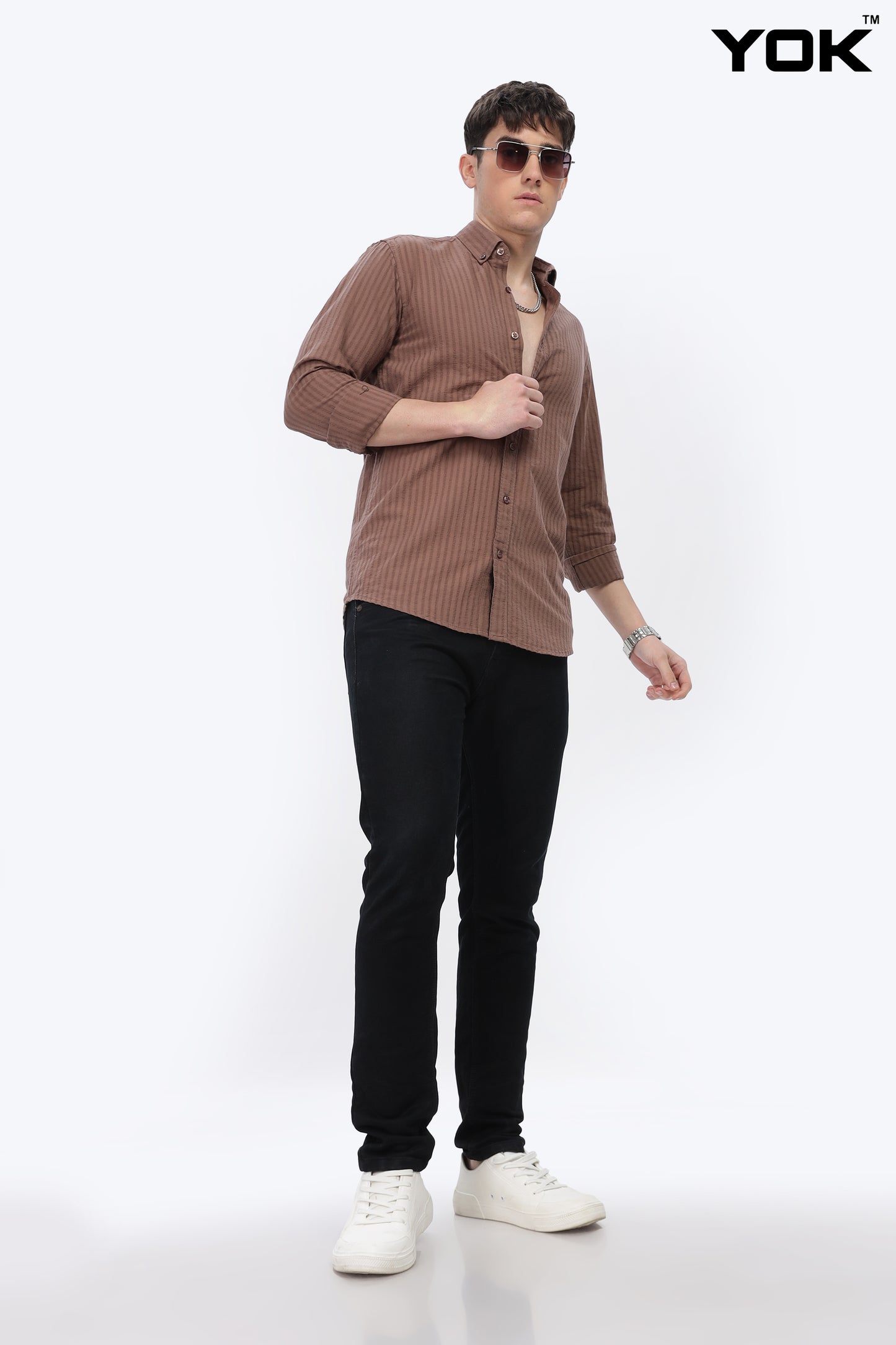 Brown Stripe Shirt for Men