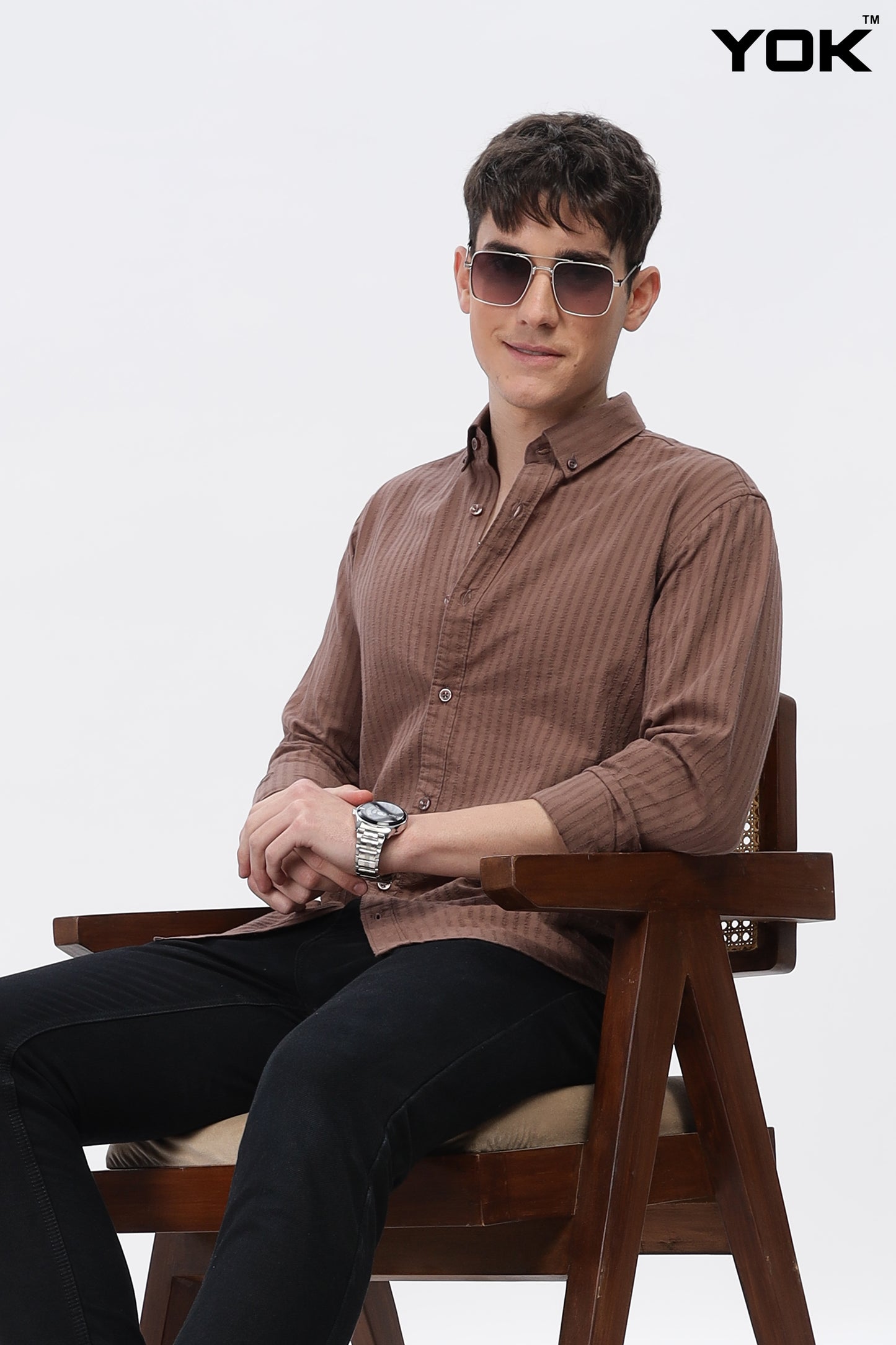 Brown Stripe Shirt for Men