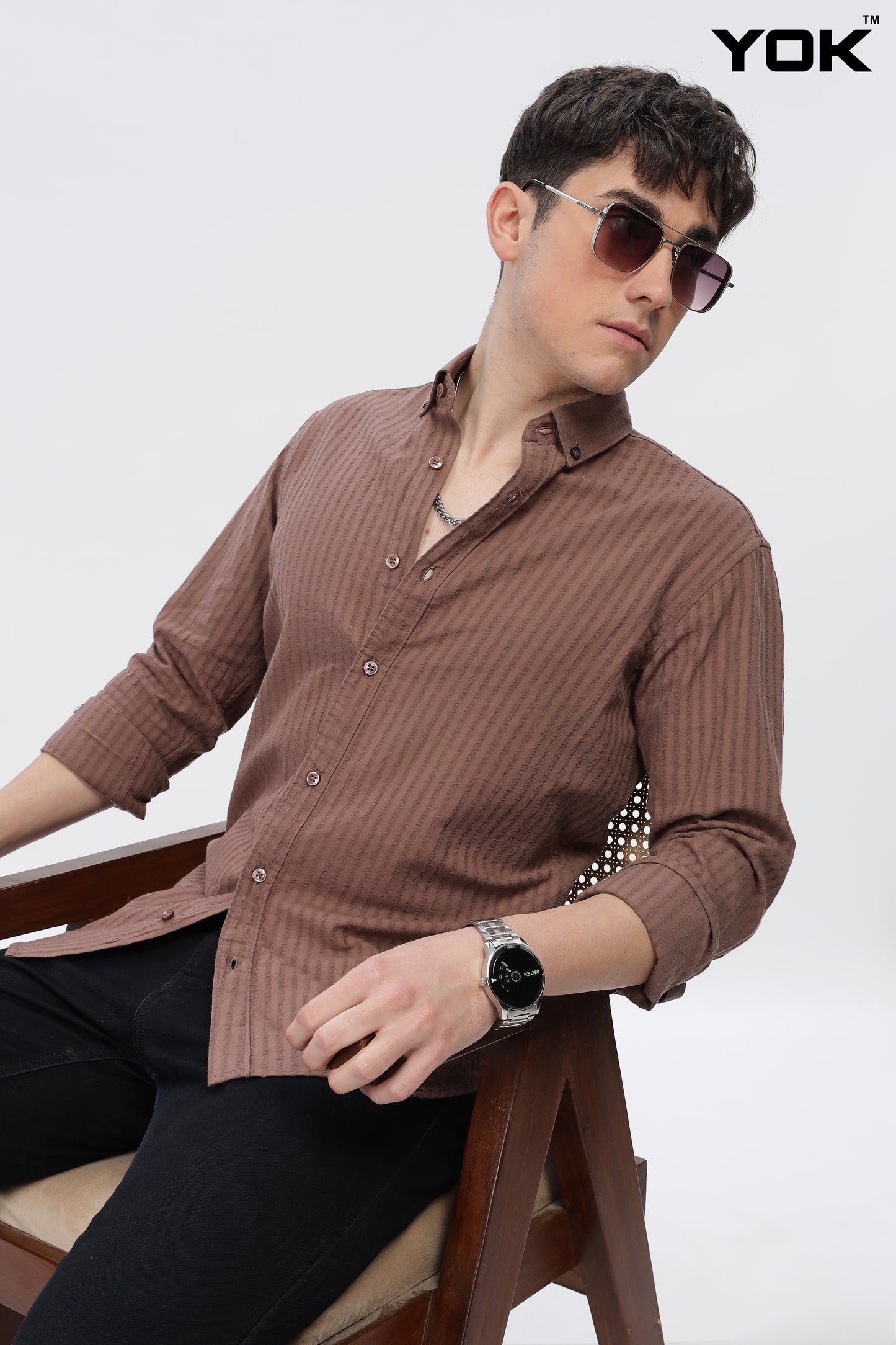 Brown Stripe Shirt for Men