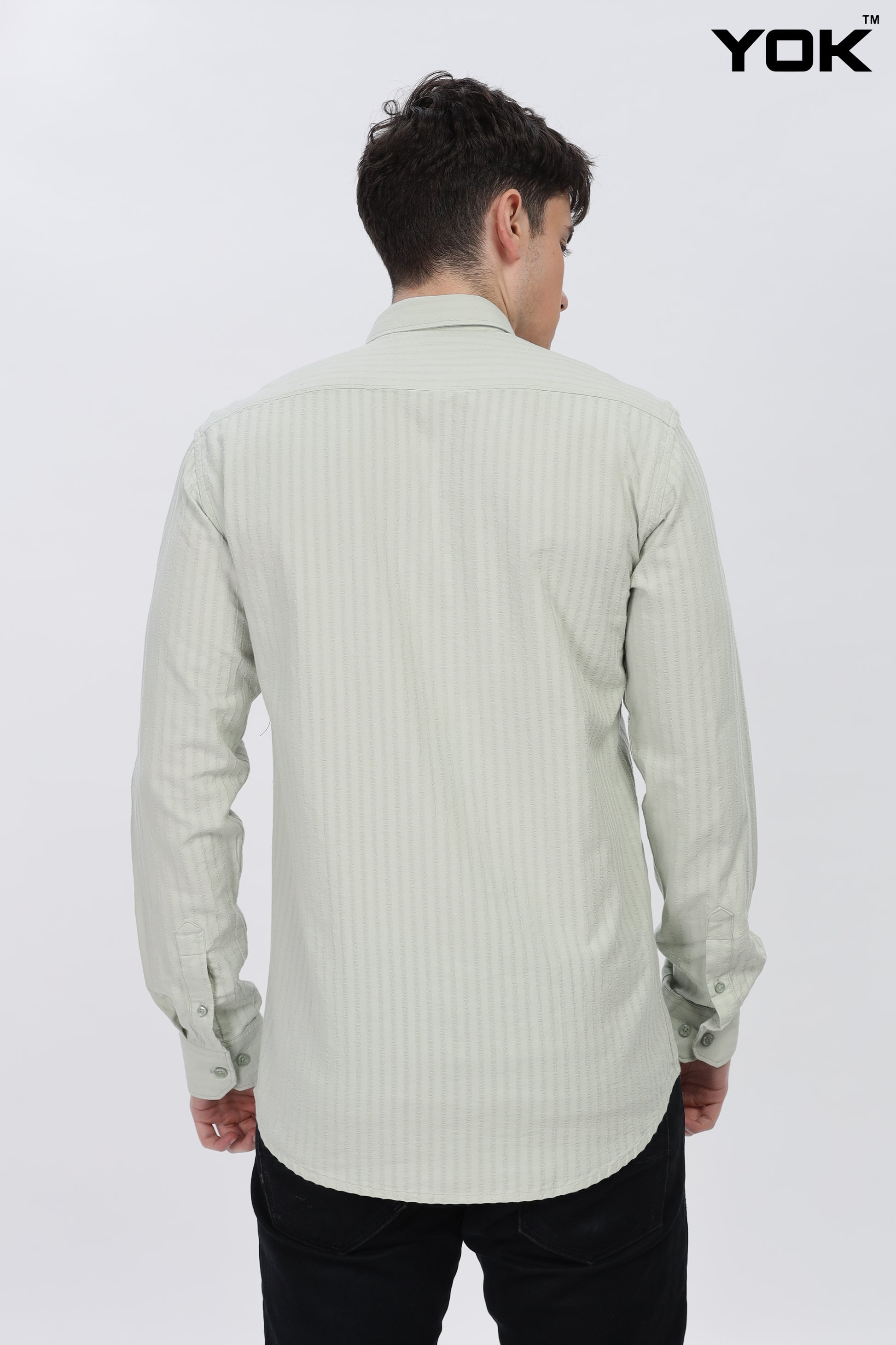 Powder Ash Grey stripe shirt For Men