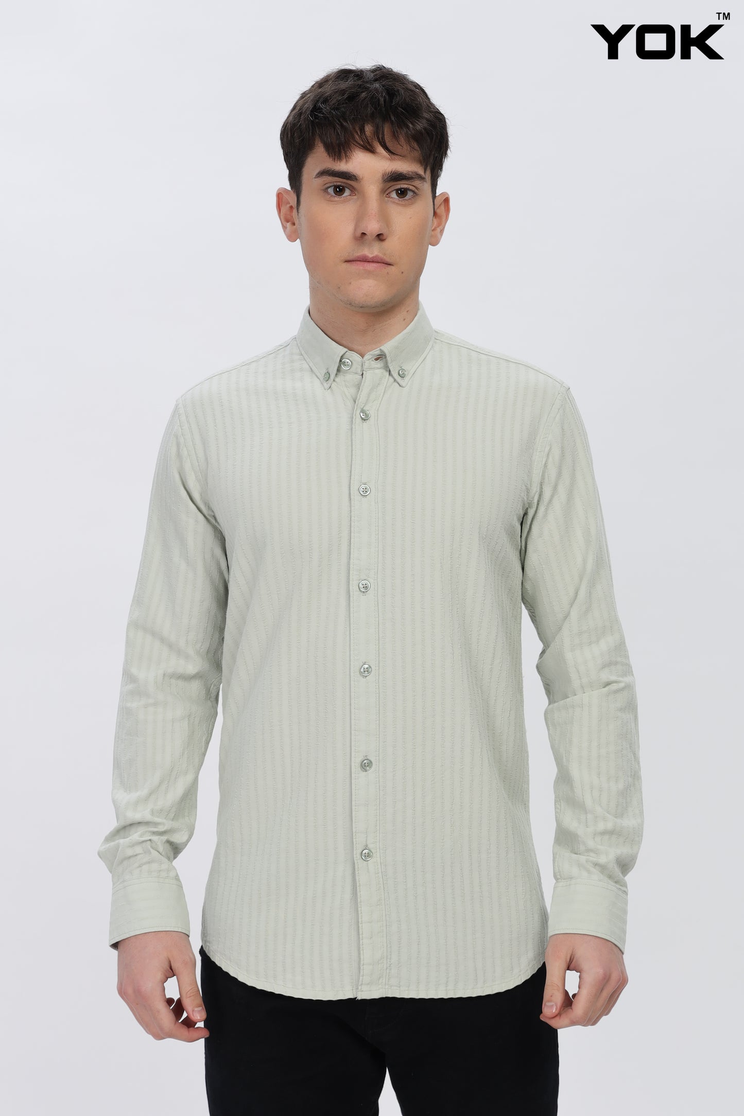 Powder Ash Grey stripe shirt For Men