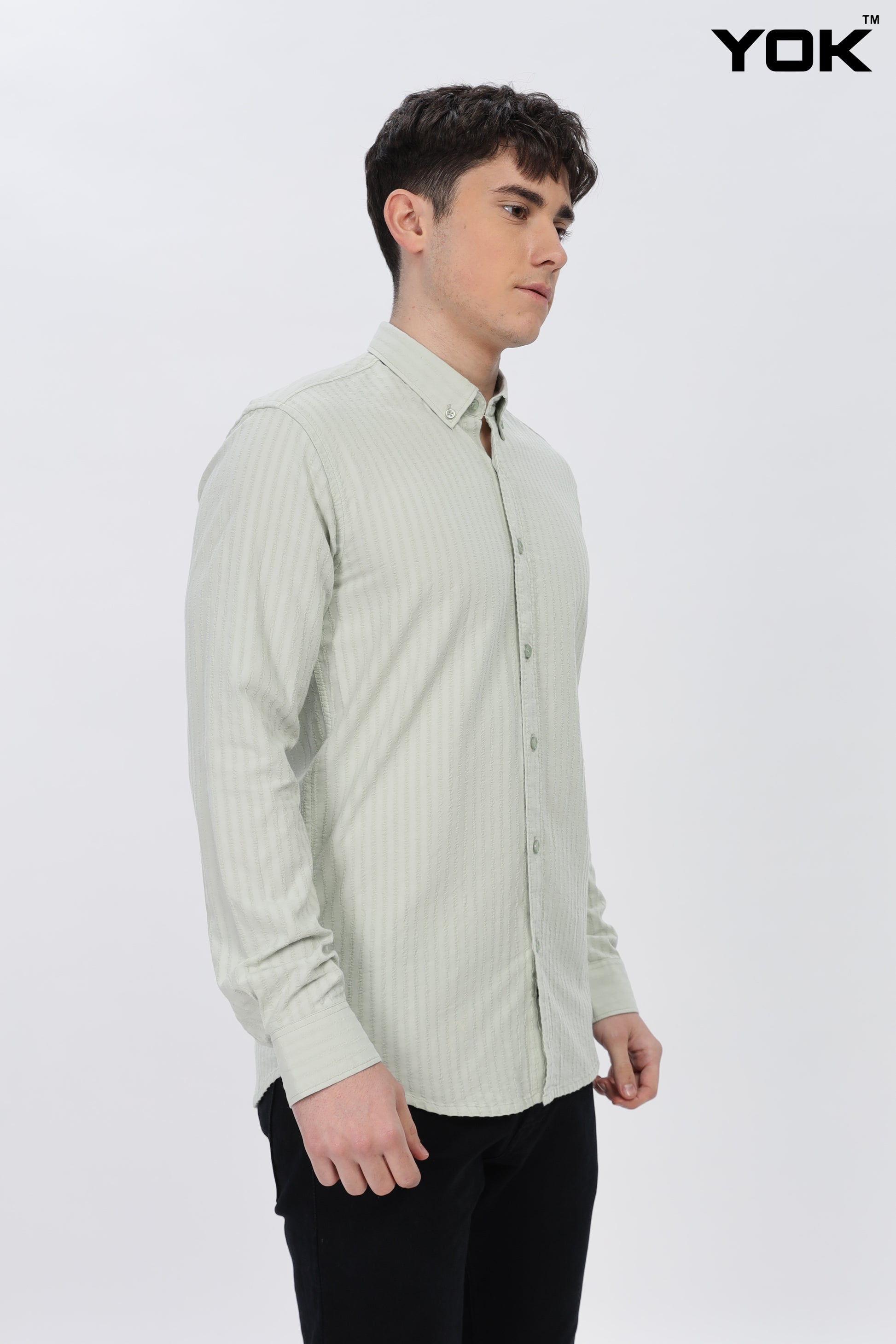 Powder Ash Grey stripe shirt For Men