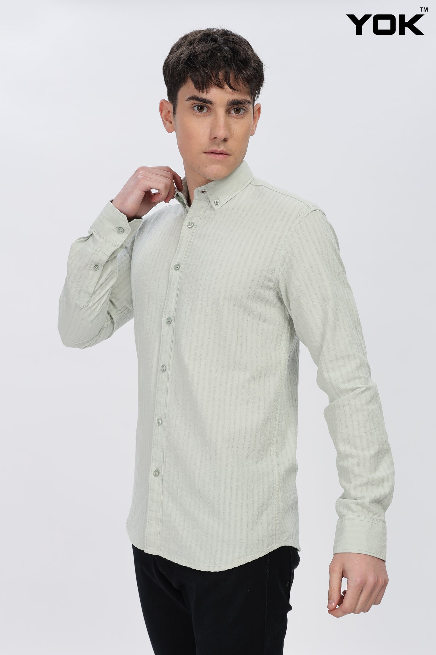 Powder Ash Grey stripe shirt For Men