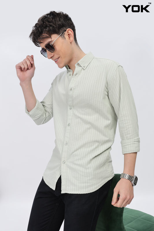 Powder Ash Grey Stripe Shirt For Men