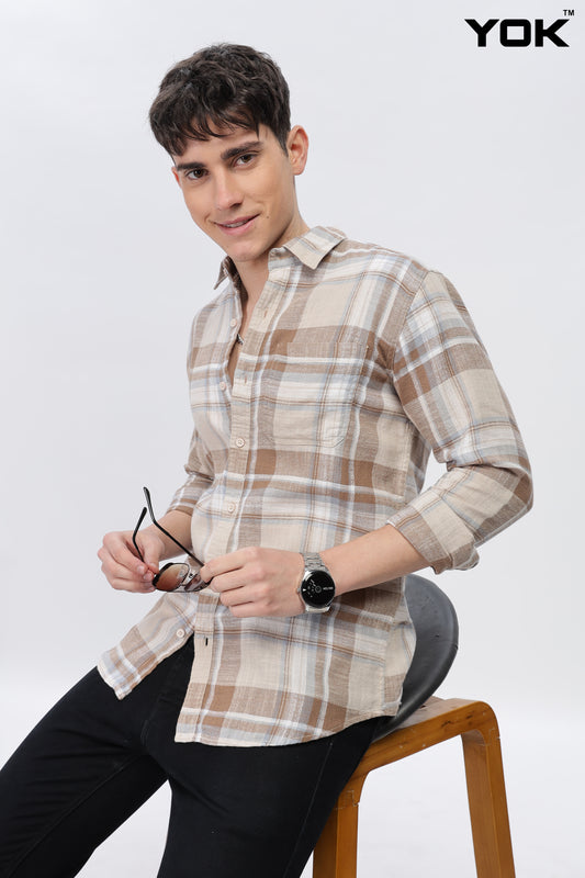 Brown Check Shirt for Men