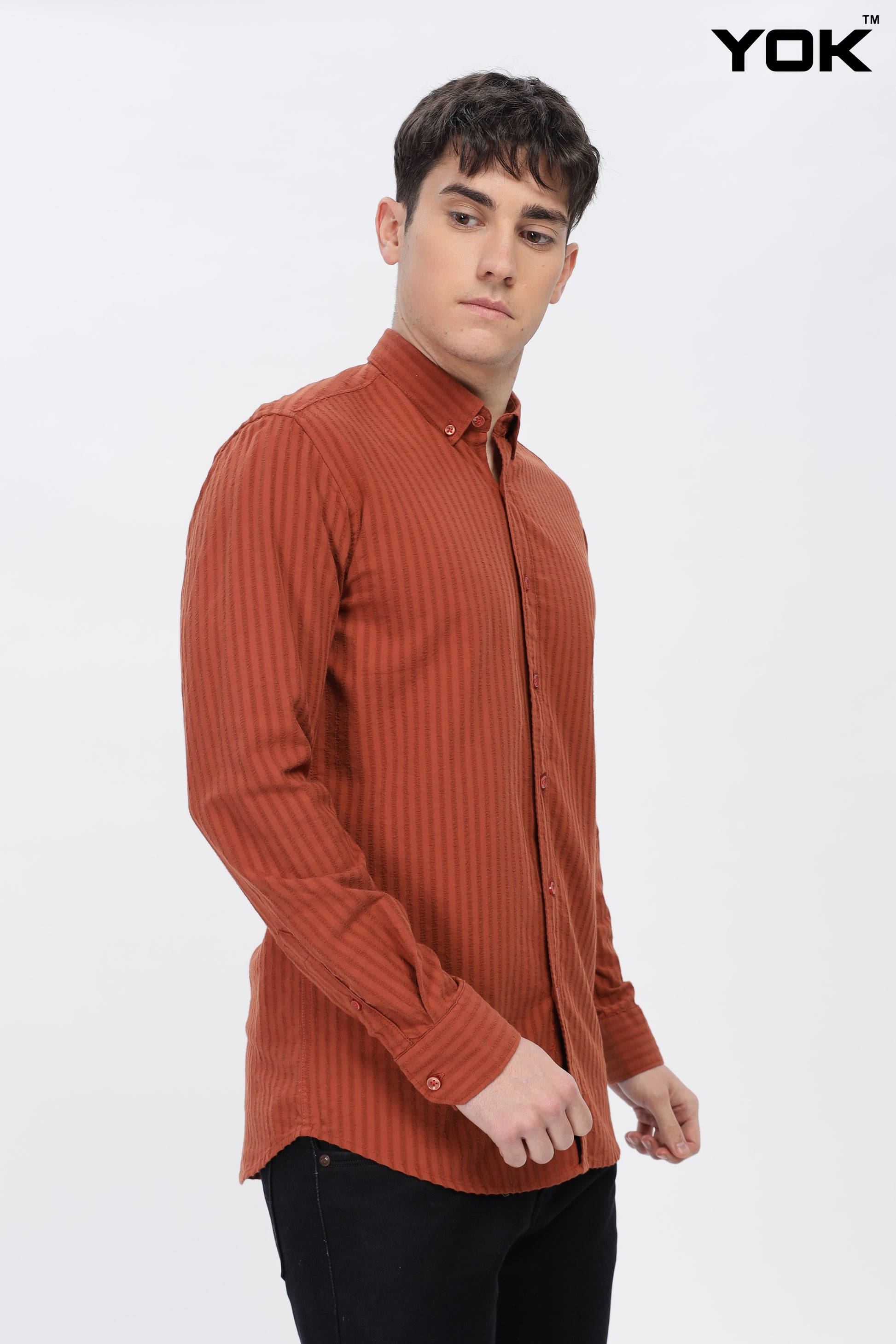 Pale Red Stripe Shirt for Men