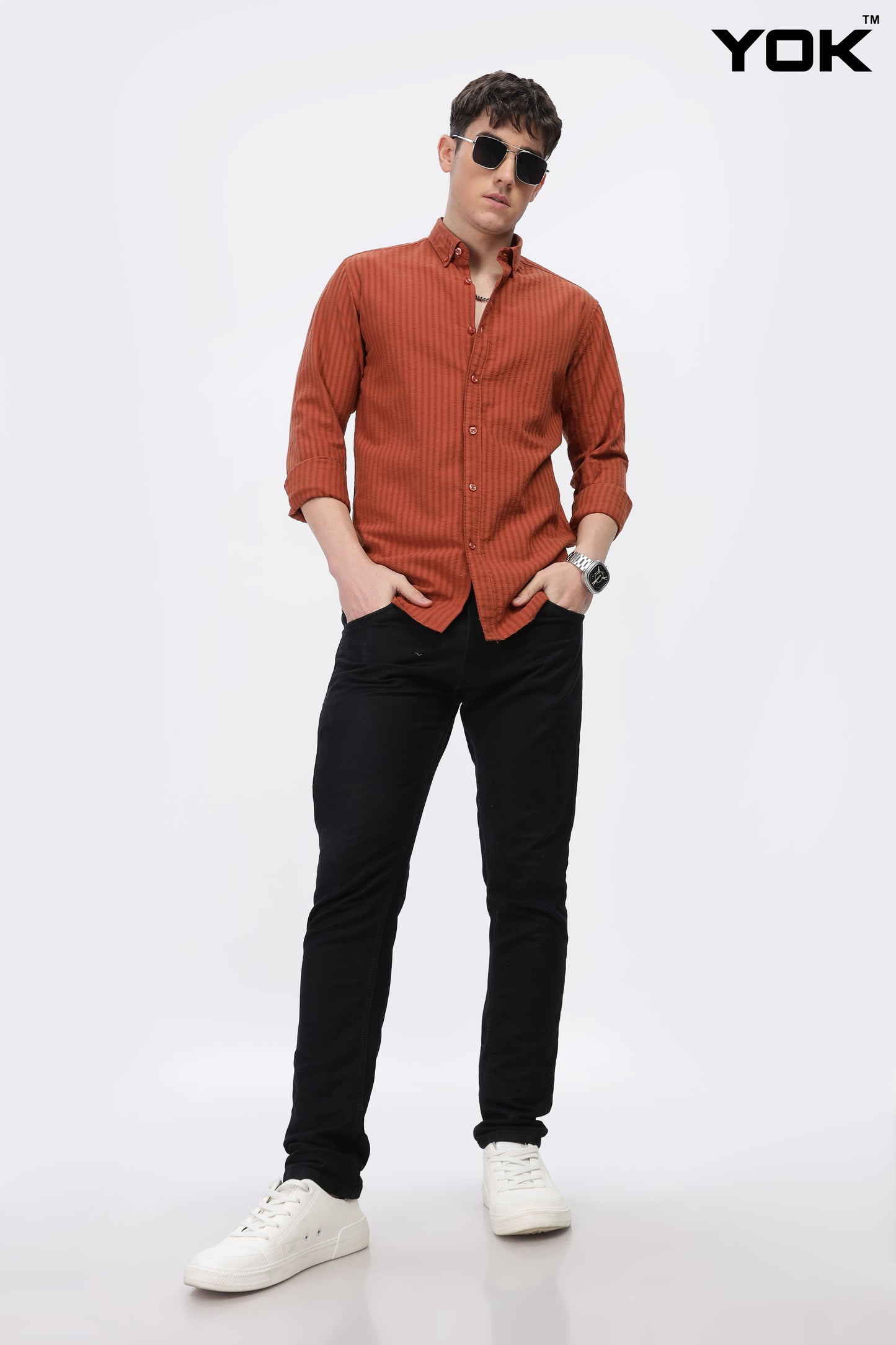 Pale Red Stripe Shirt for Men