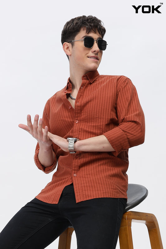 Pale Red Stripe Shirt for Men