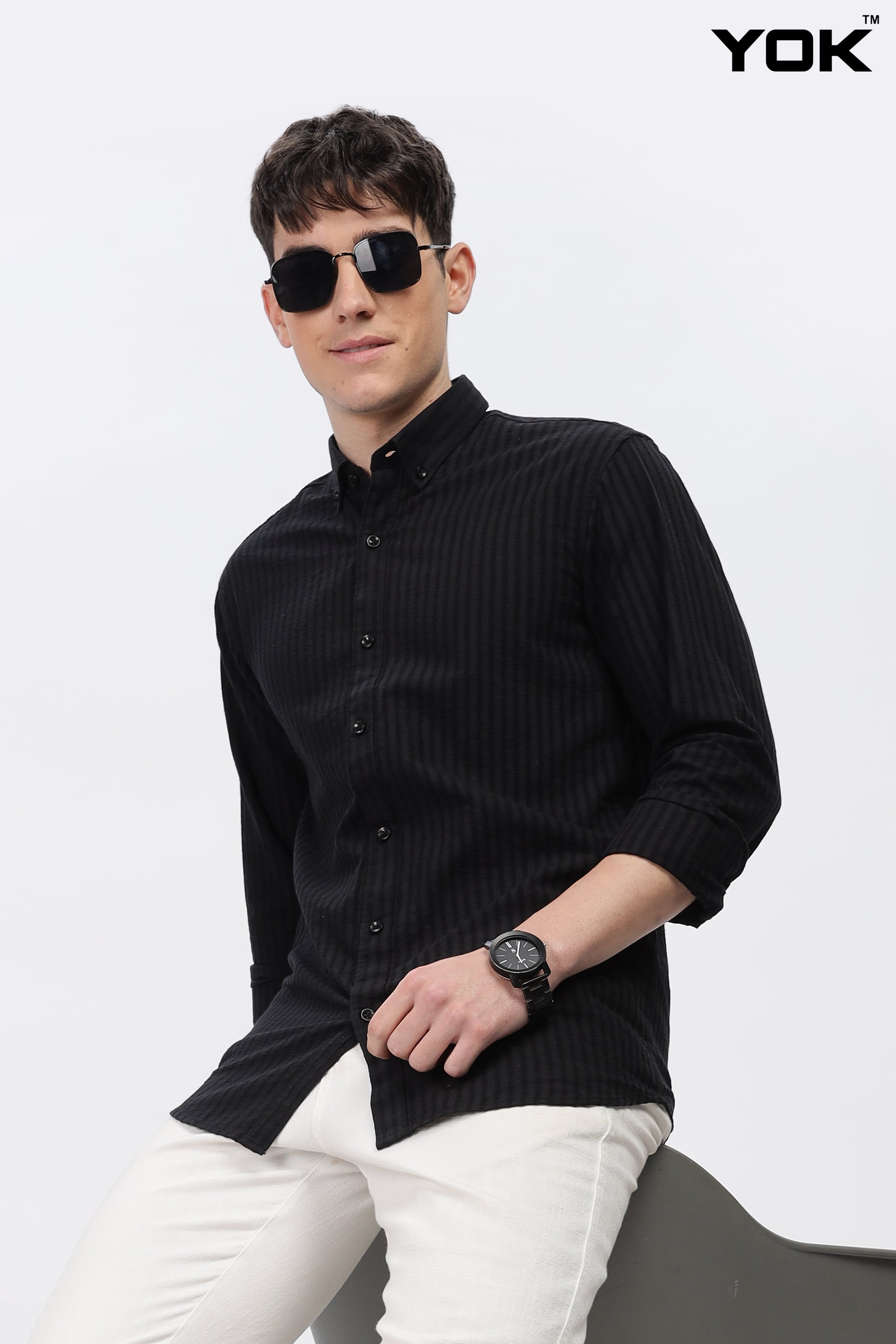 Mens Black Stripe Shirt